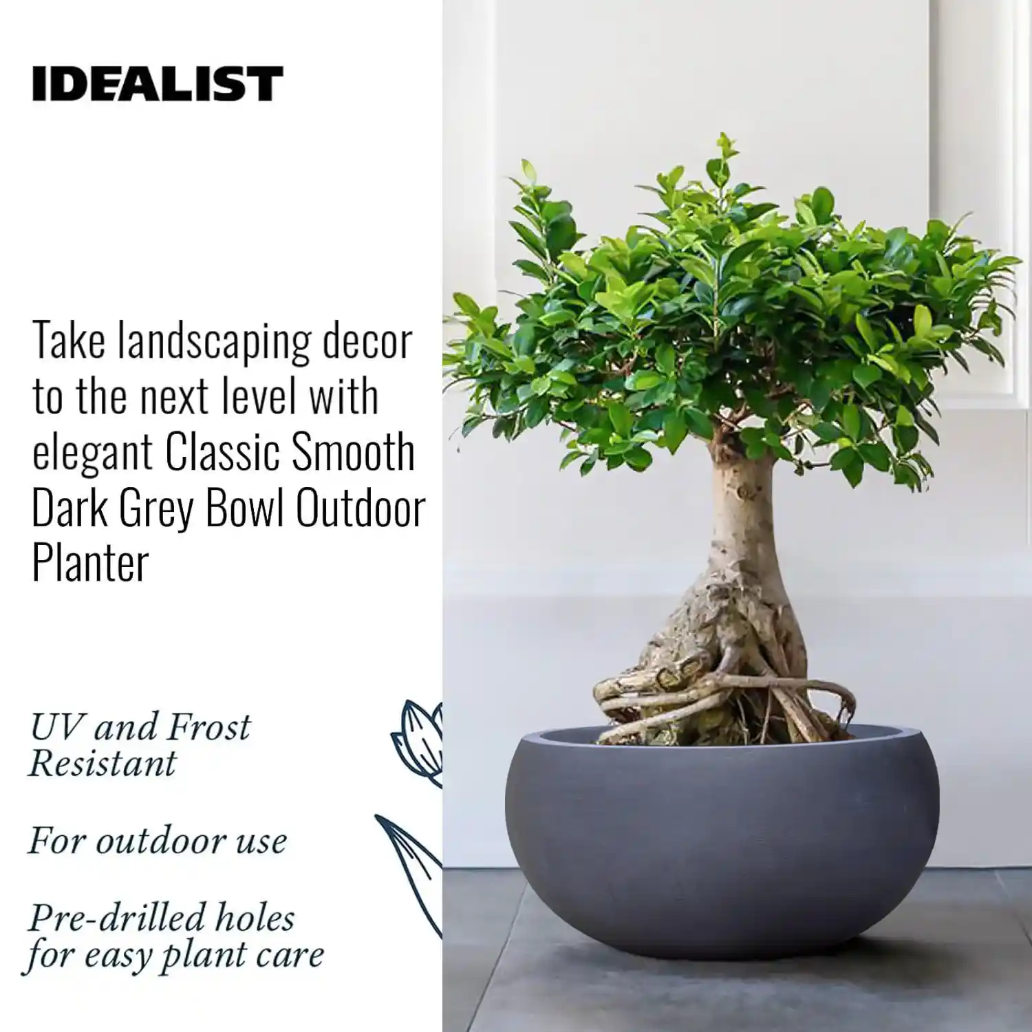 IDEALIST Lite Classic Smooth Bowl Outdoor Planter