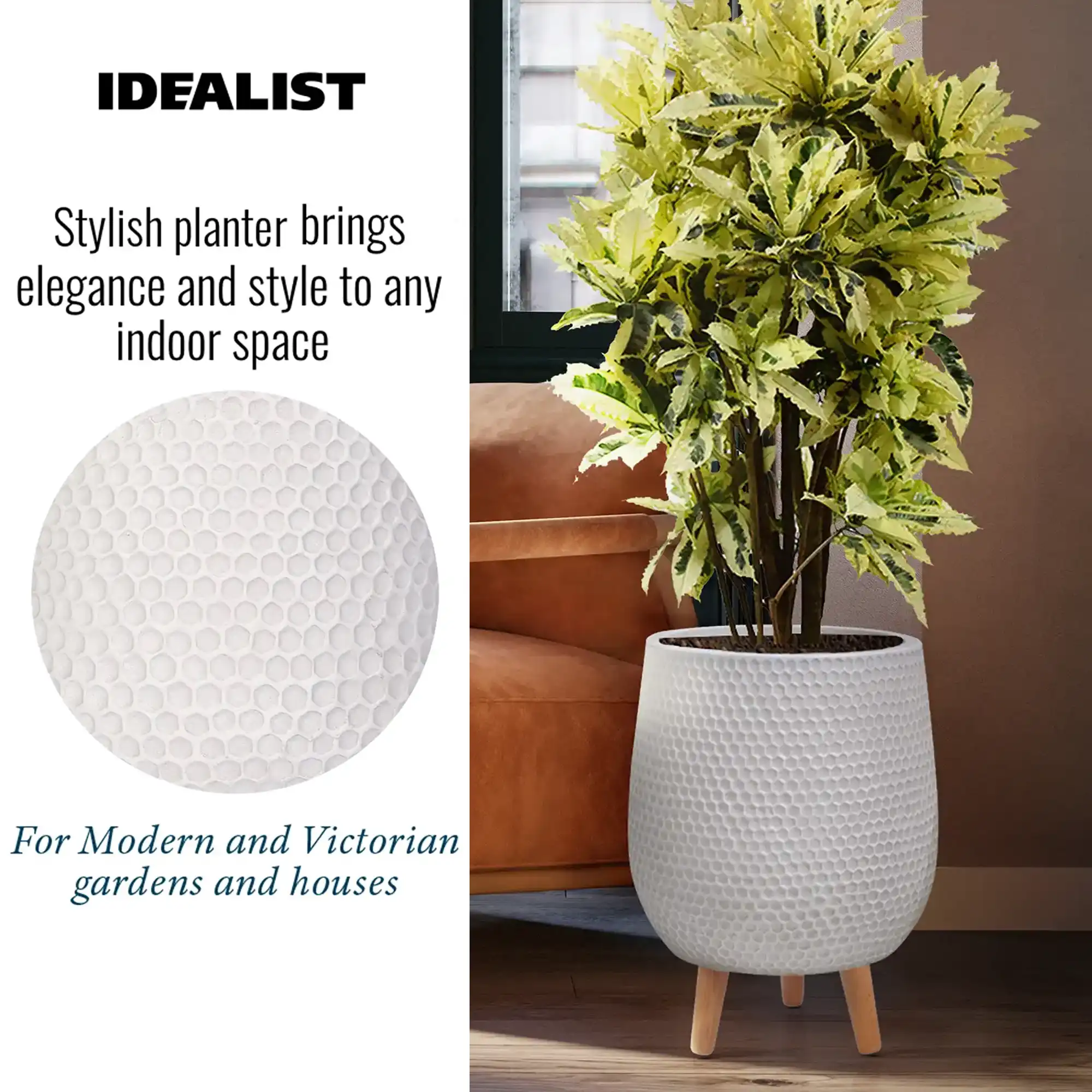 IDEALIST Lite Honeycomb Style Egg Planter on Legs, Round Pot Plant Stand Indoor