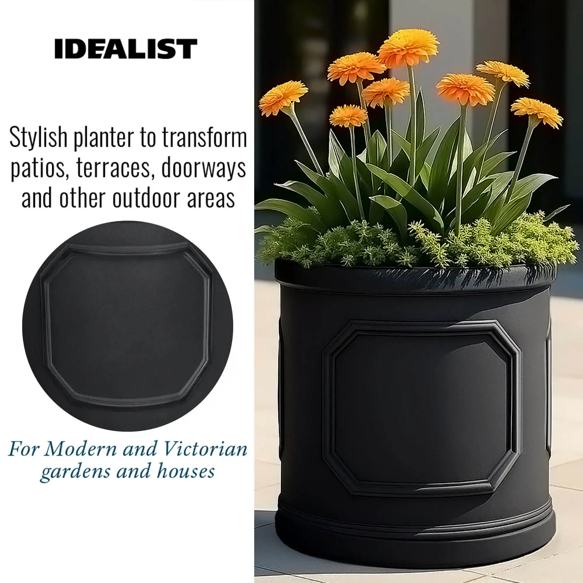 IDEALIST Chelsea Light Concrete Cylinder Garden Planter