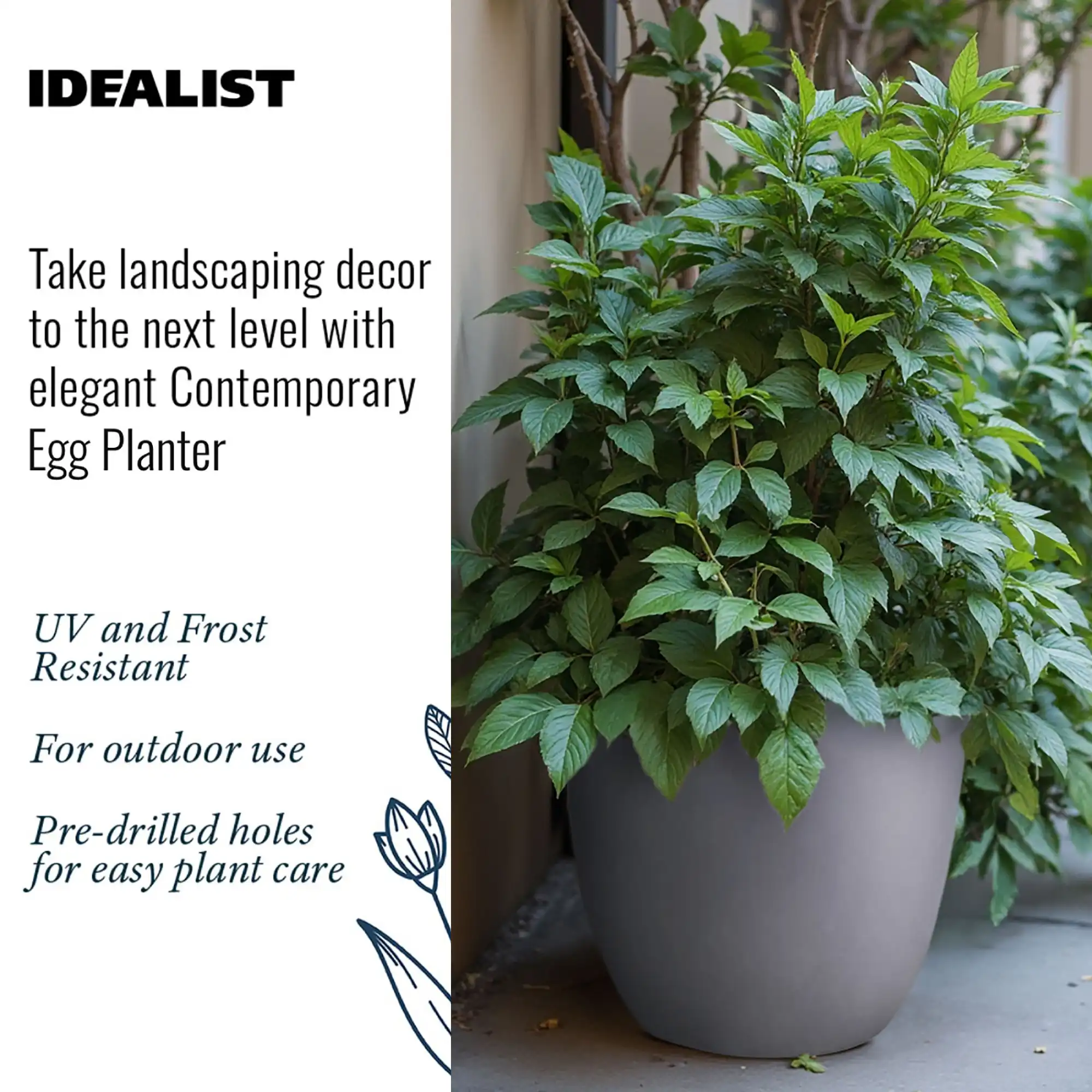 IDEALIST Lite Contemporary Light Concrete Egg Planter