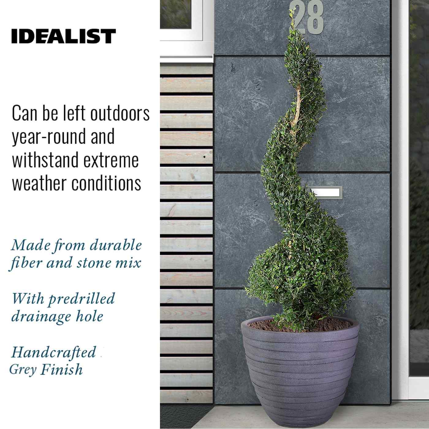 IDEALIST Lite Row Light Concrete Egg Planter