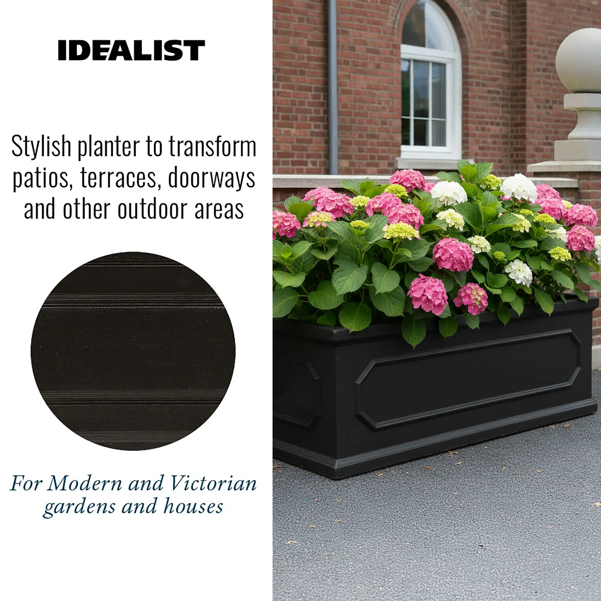 IDEALIST Lite Faux Lead Chelsea Light Concrete Through Planter