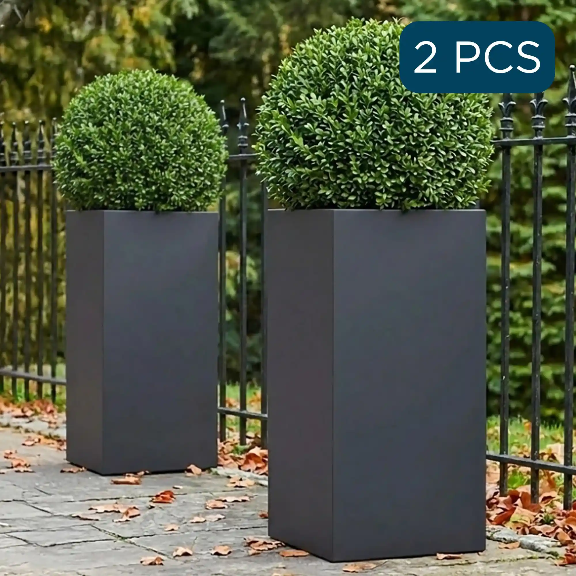 IDEALIST Lite Tall Square Contemporary Light Concrete Planter Set