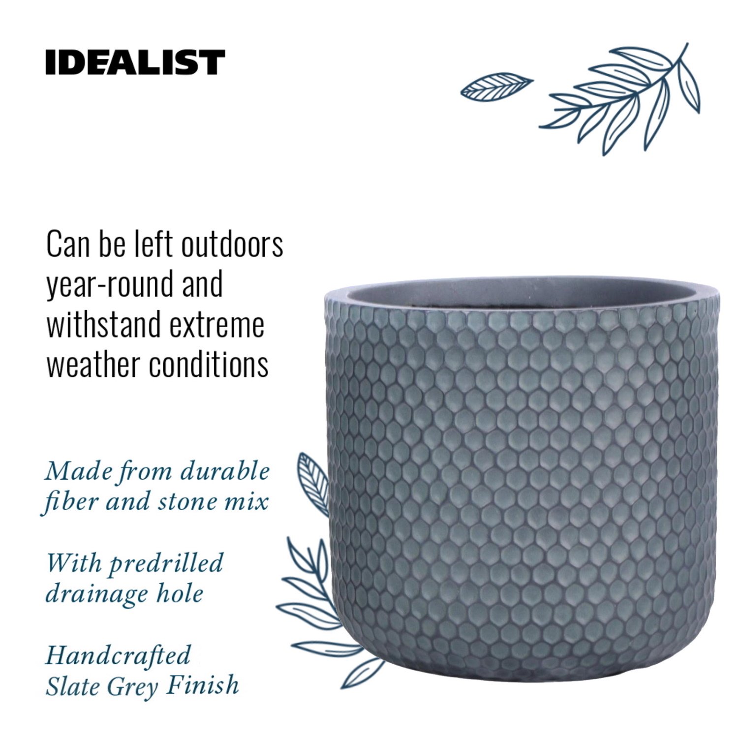 IDEALIST Lite Honeycomb Style Cylinder Round Outdoor Planter