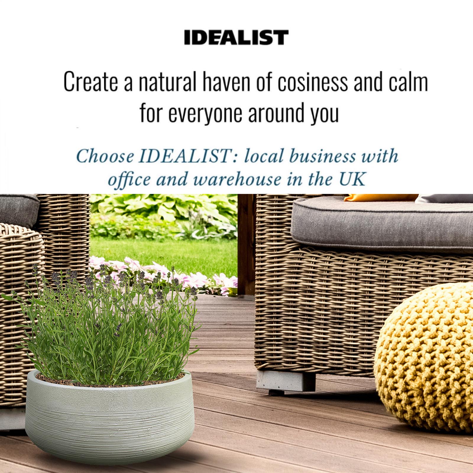 IDEALIST Lite Ribbed Light Concrete Bowl Planter