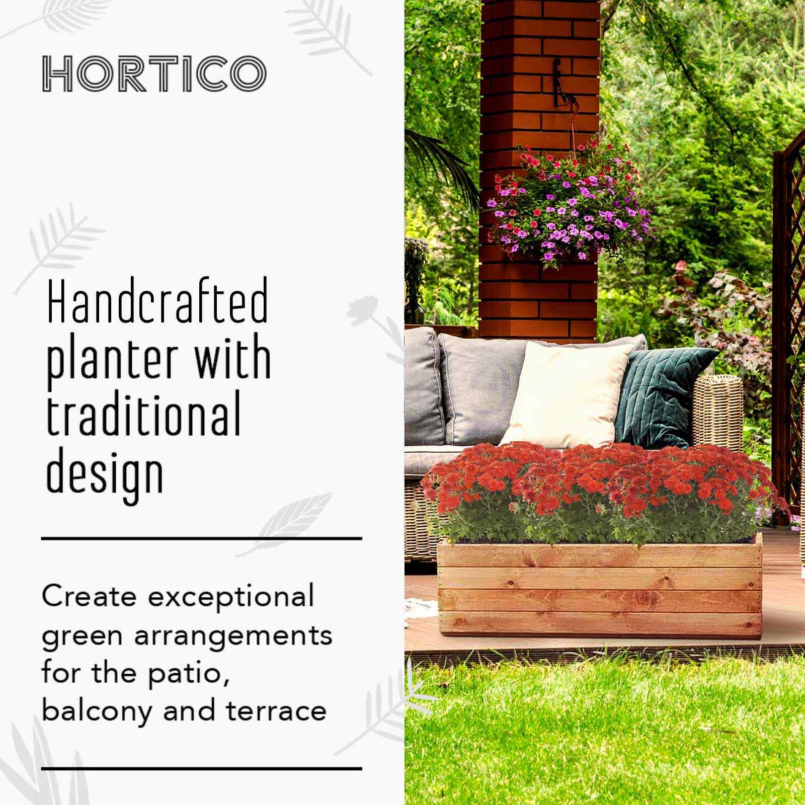 Rustic Scandinavian Redwood Open Trough Outdoor Planter Made in UK by HORTICO