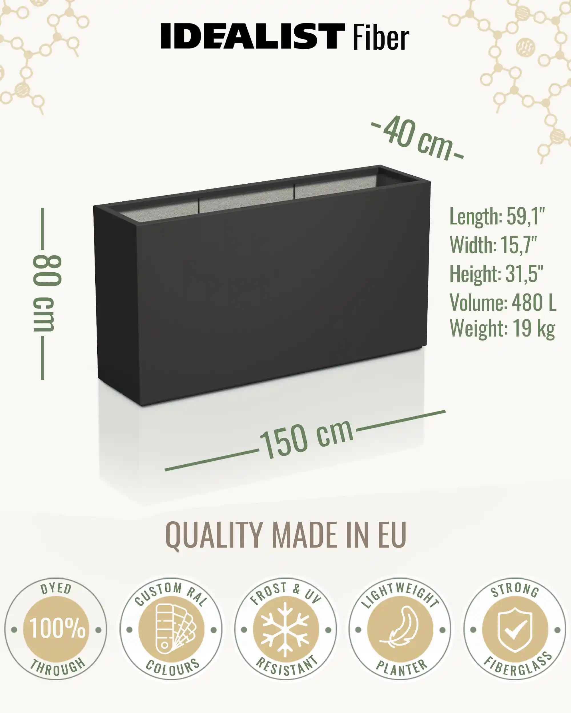 AXIS Trough Outdoor Fiberglass Planter