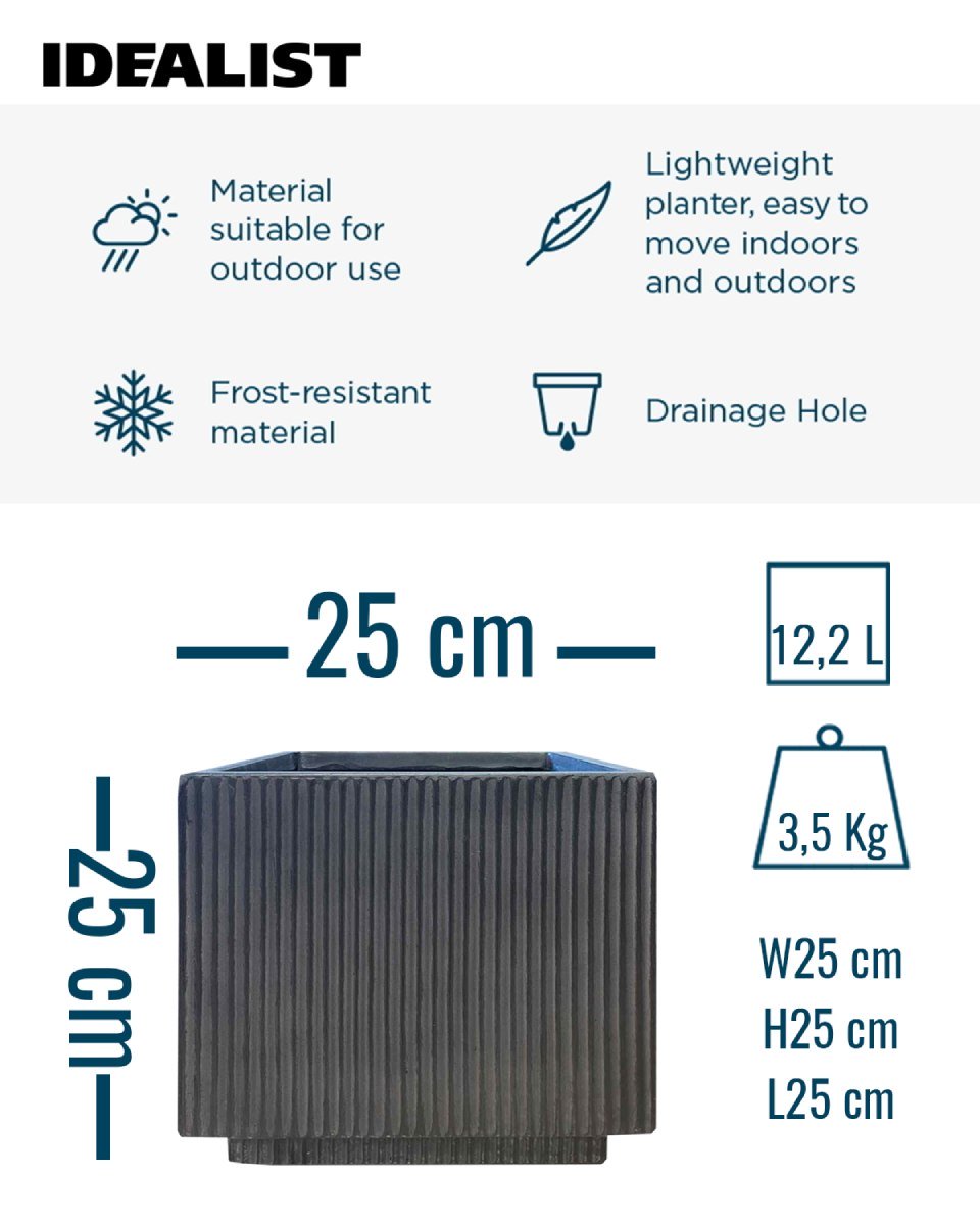 IDEALIST Lite Vertical Ribbed Square Effect Outdoor Planter
