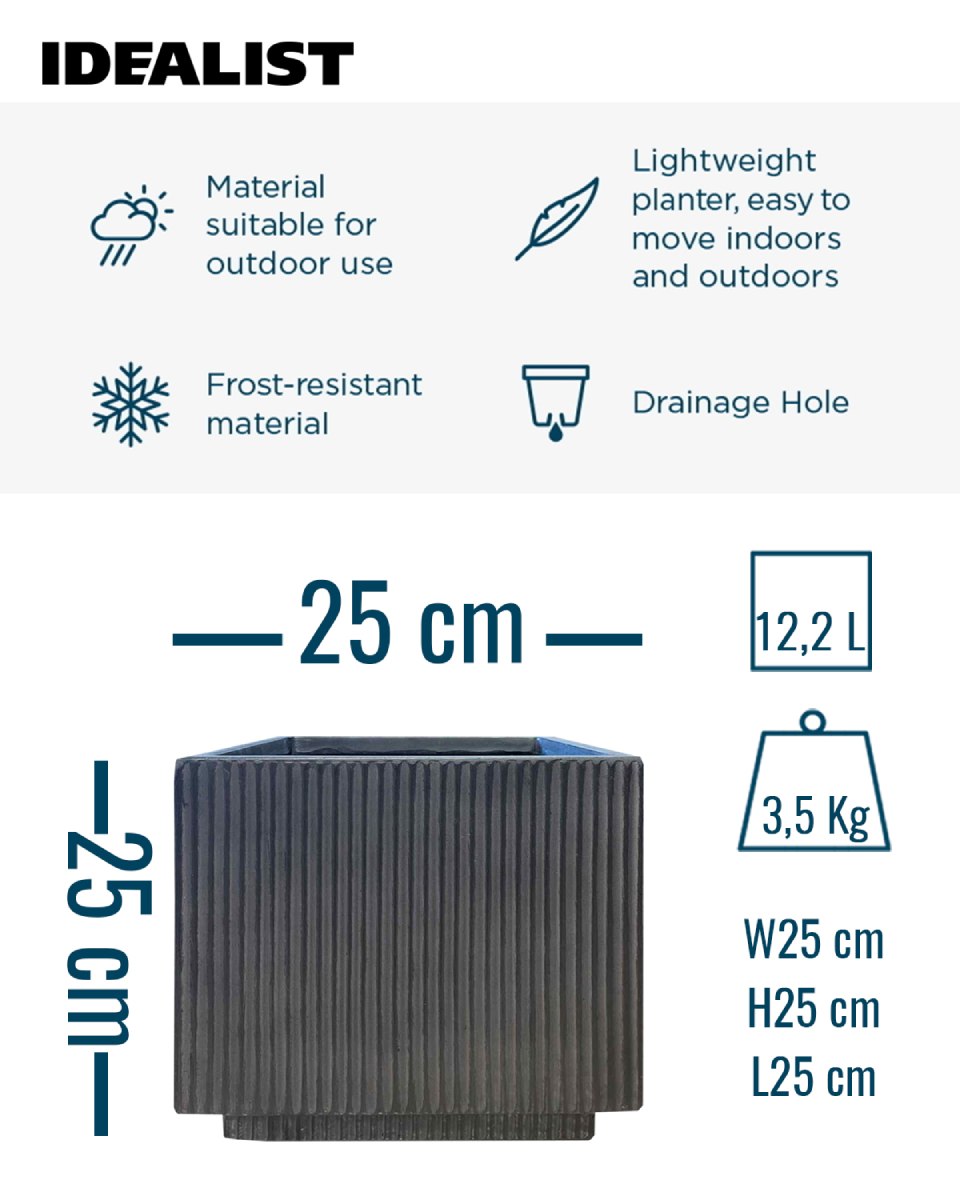 IDEALIST Lite Vertical Ribbed Square Effect Outdoor Planter