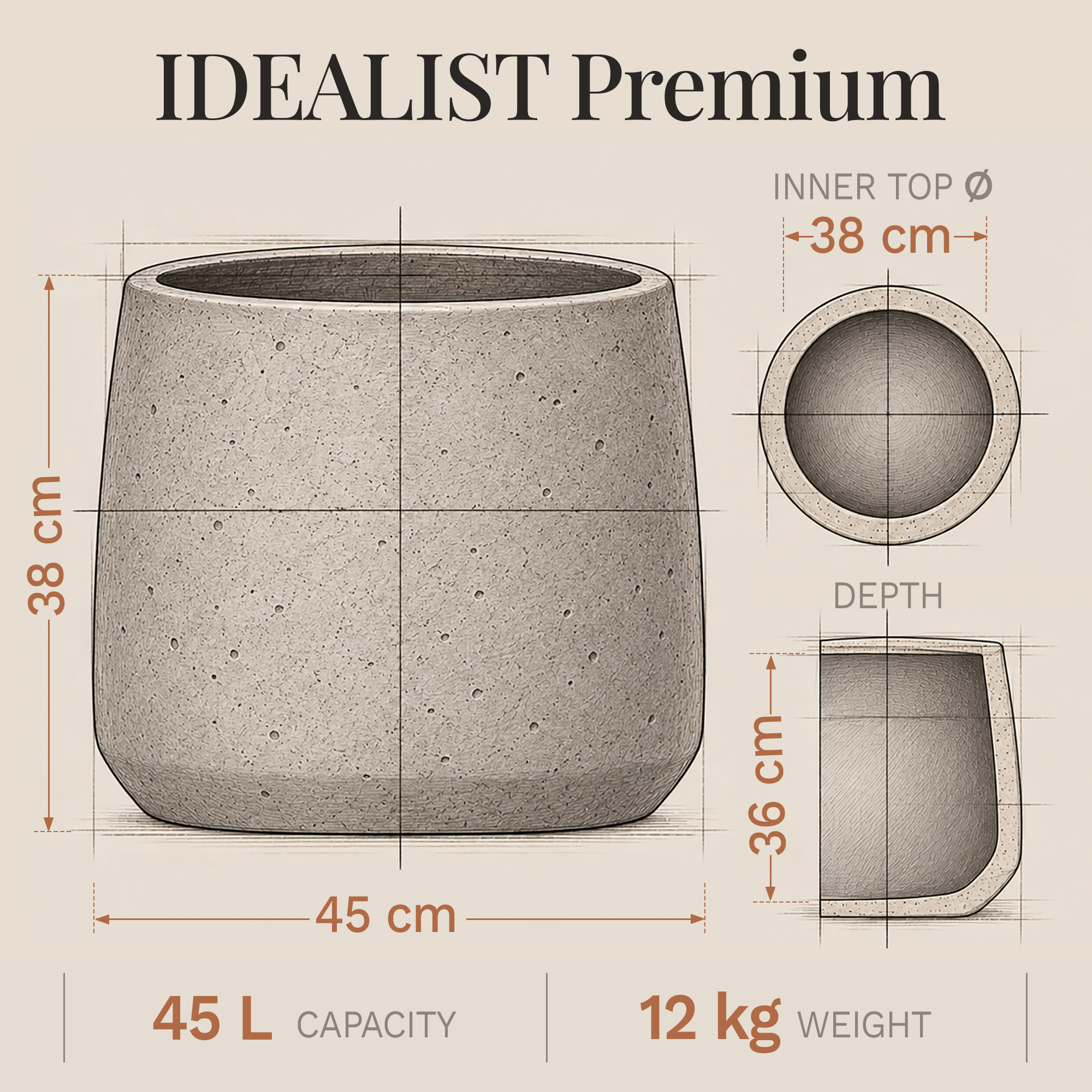 Rough Fibreclay Planter | Indoor and Outdoor Plant Pot