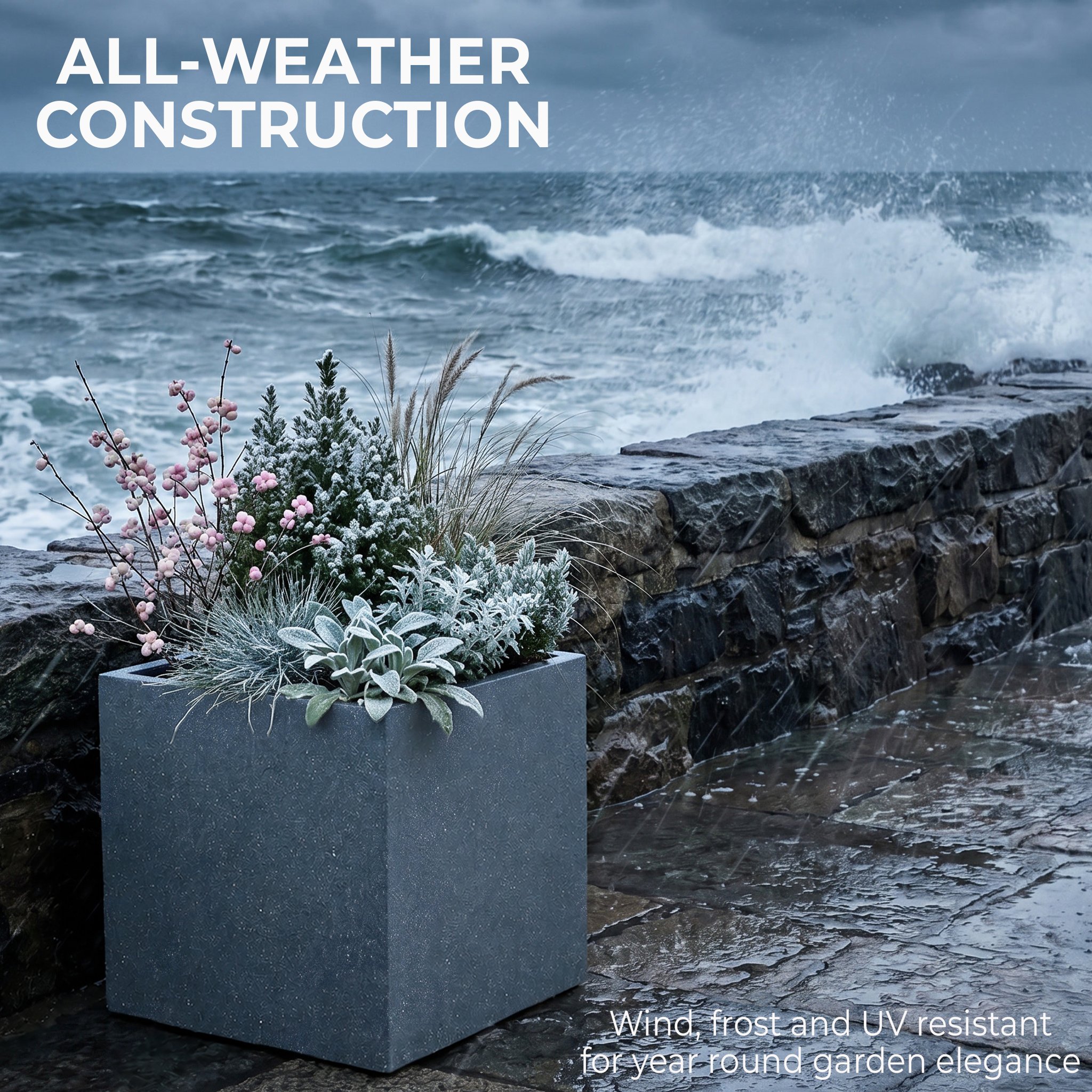 IDEALIST Lite Textured Concrete Effect Square Outdoor Planter