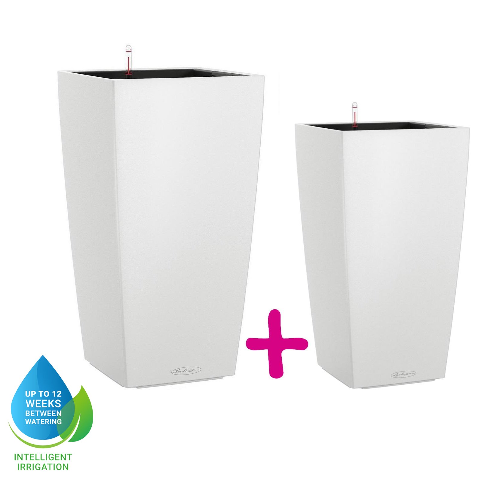 LECHUZA CUBICO Color Square Tall Poly Resin Self-watering Planter Set