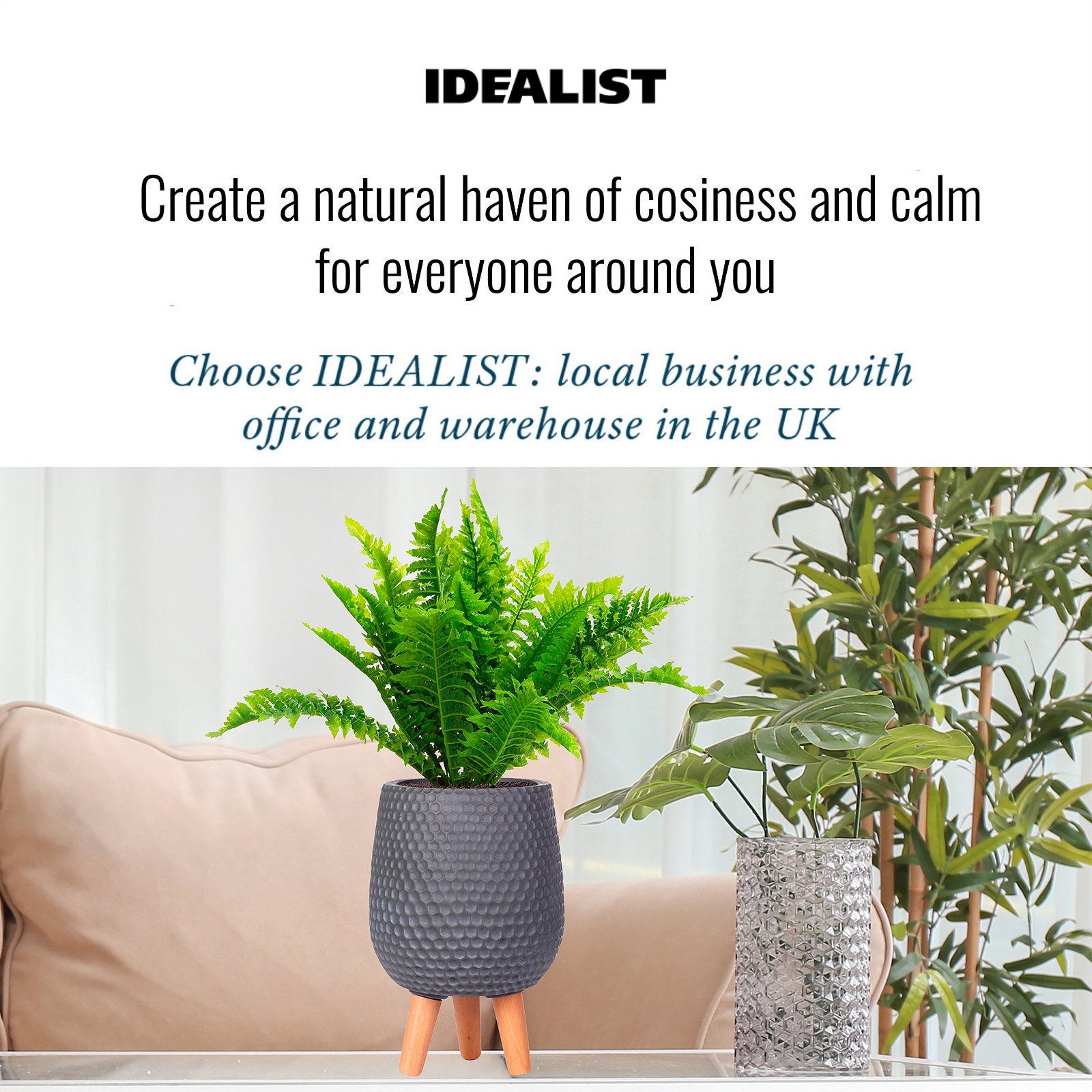 IDEALIST Lite Honeycomb Style Egg Planter on Legs, Round Pot Plant Stand Indoor