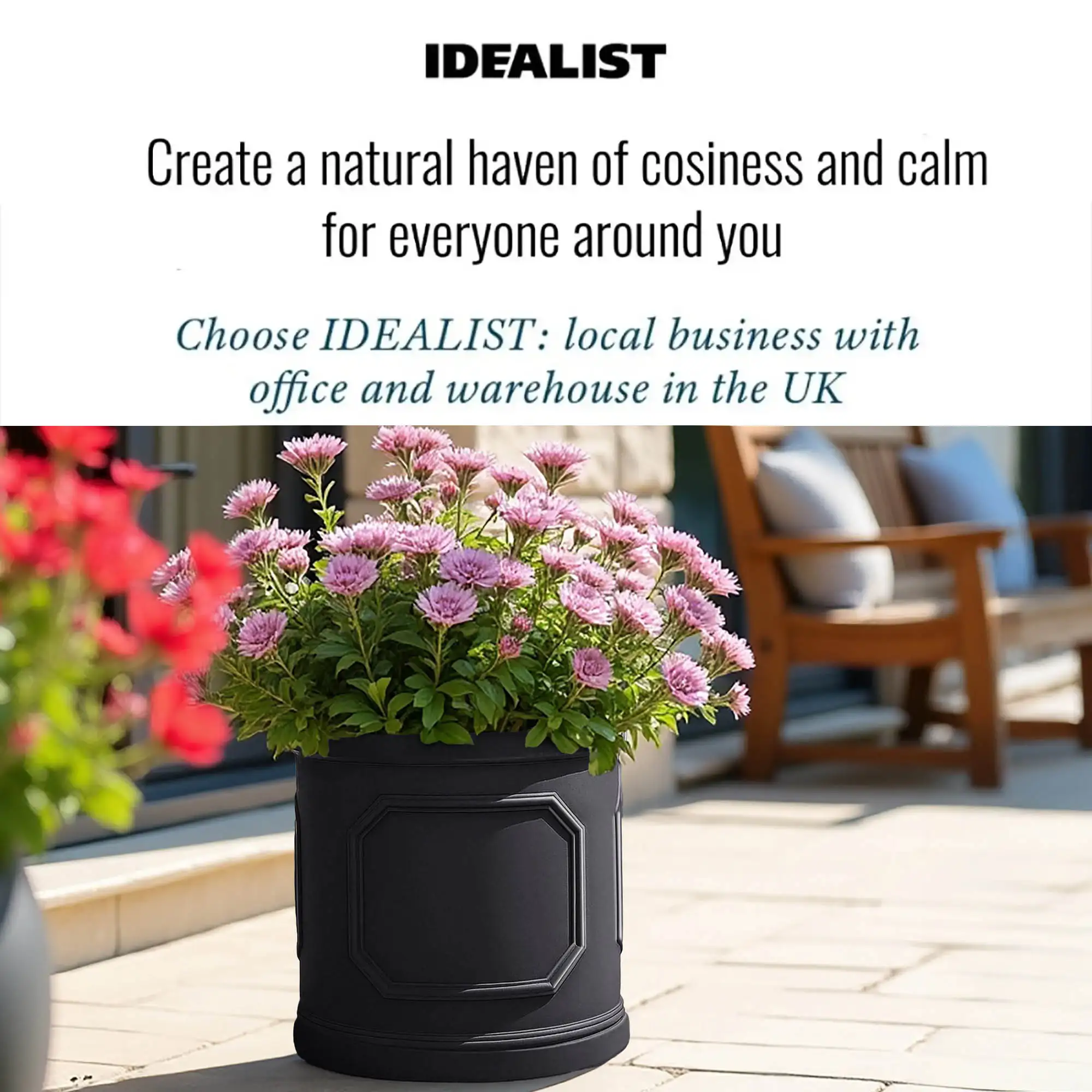 IDEALIST Chelsea Light Concrete Cylinder Garden Planter