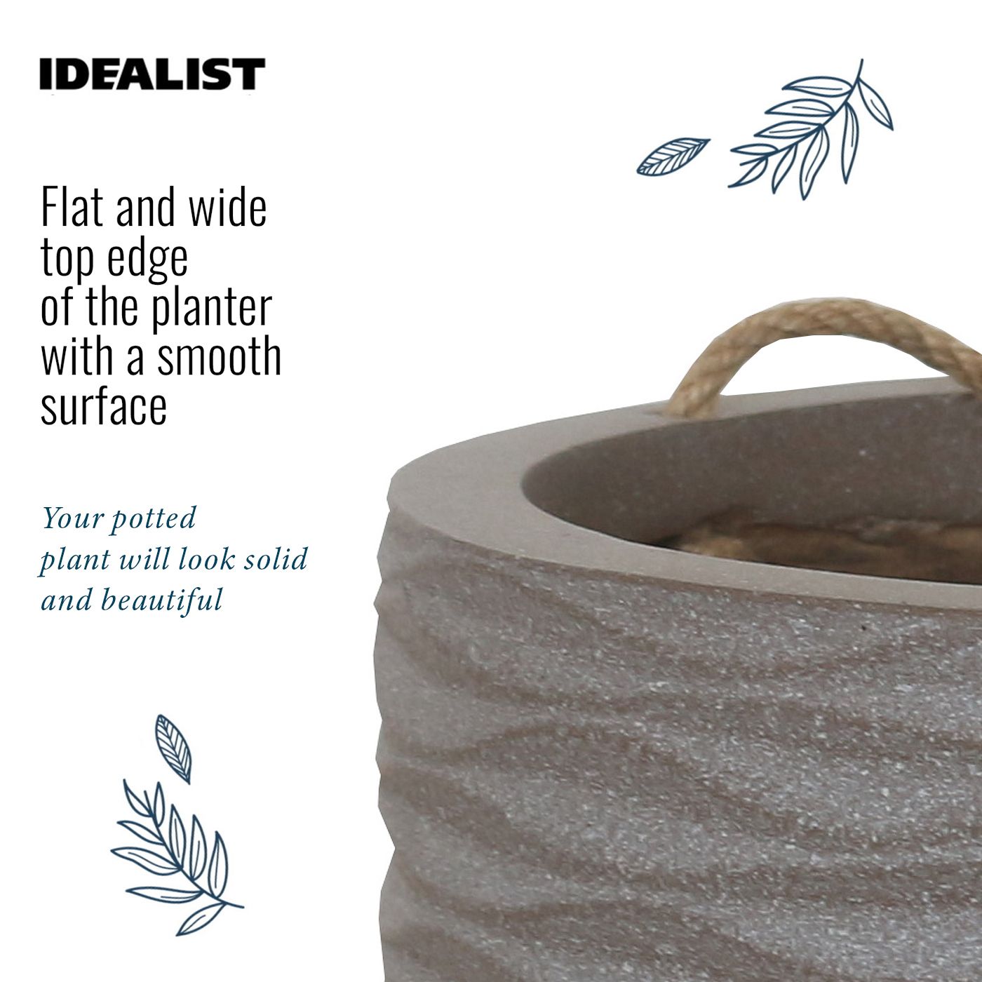 IDEALIST Lite Wave Style Table and Hanging Cylinder Round Plant Pot Dual Use Indoor Planter