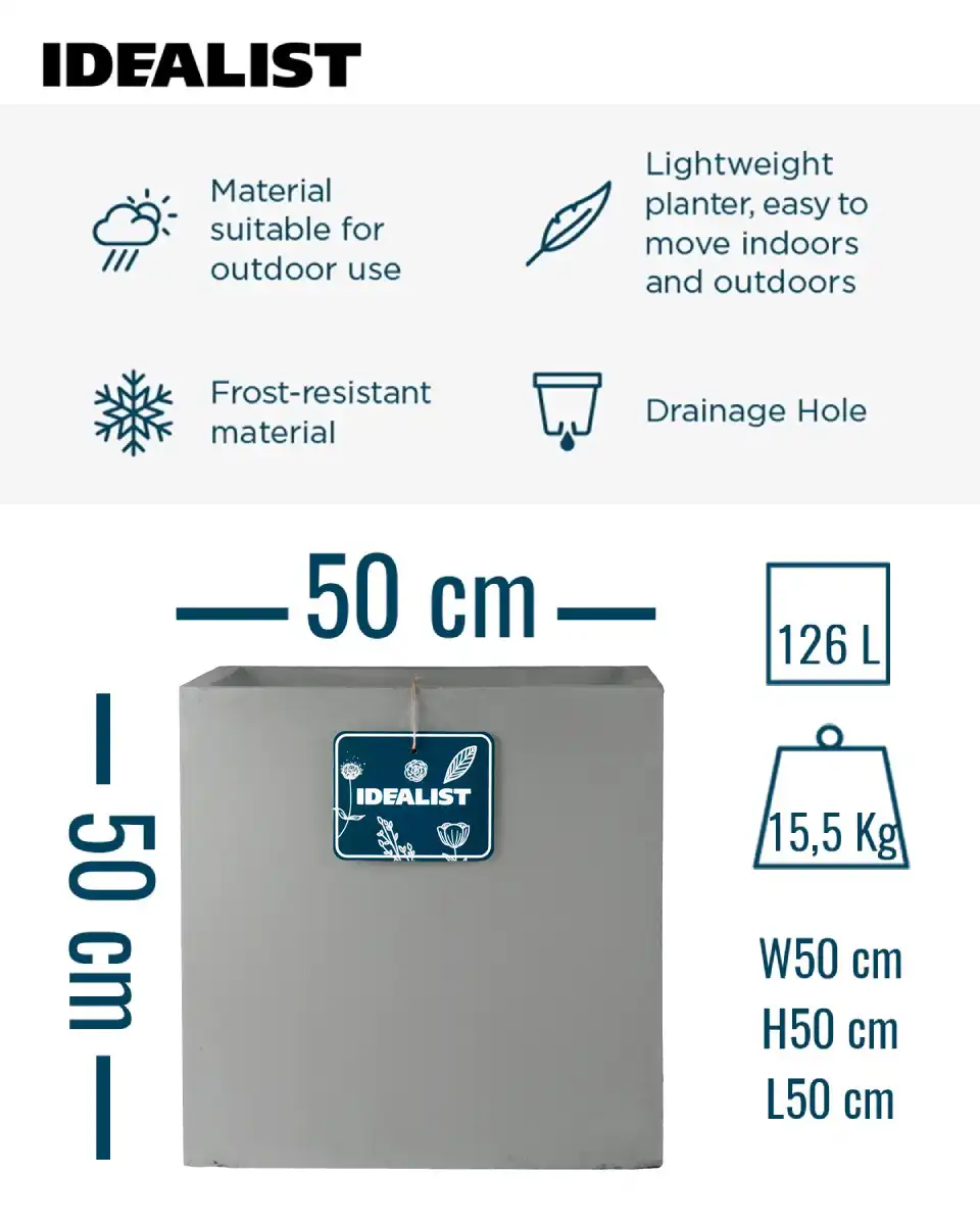 IDEALIST Lite Square Box Contemporary Light Concrete Planter