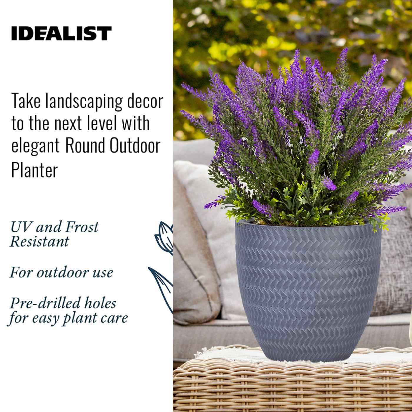 IDEALIST Lite Plaited Style Round Planter Outdoor Plant Pot