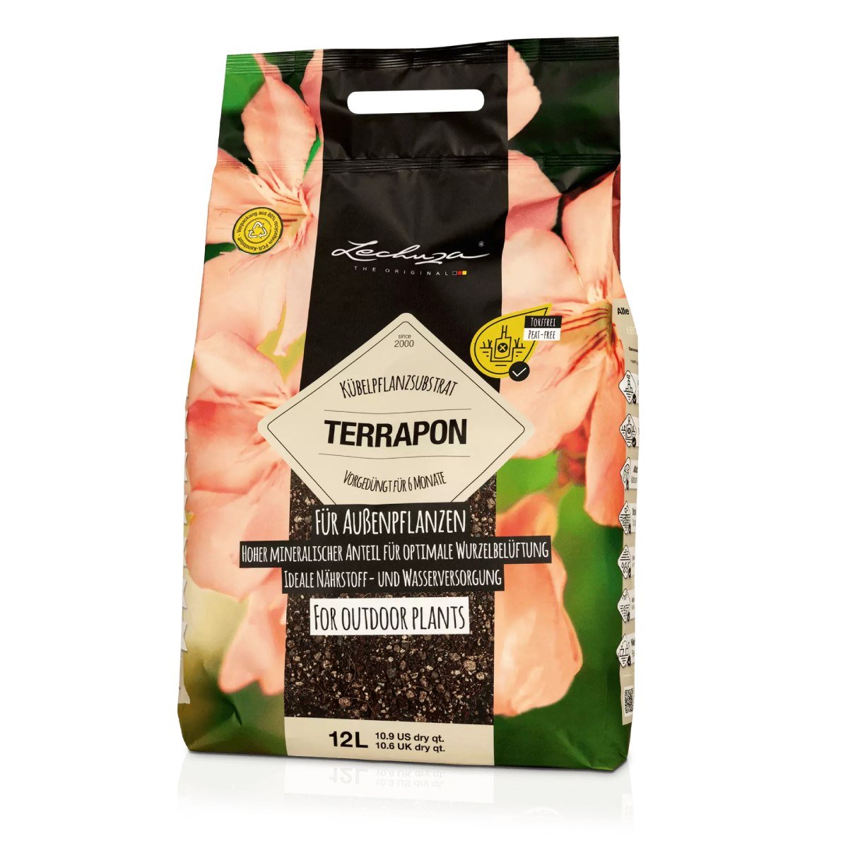 LECHUZA TERRAPON Peat-Free Soil for Outdoor Plants Perlite Potting Compost for Indoor Plants