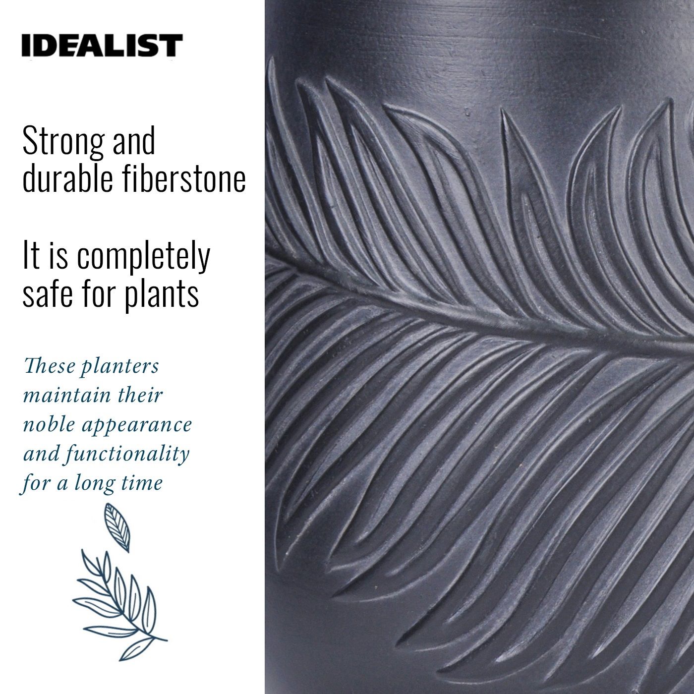 IDEALIST Lite Leaf Embossed Ball Planter