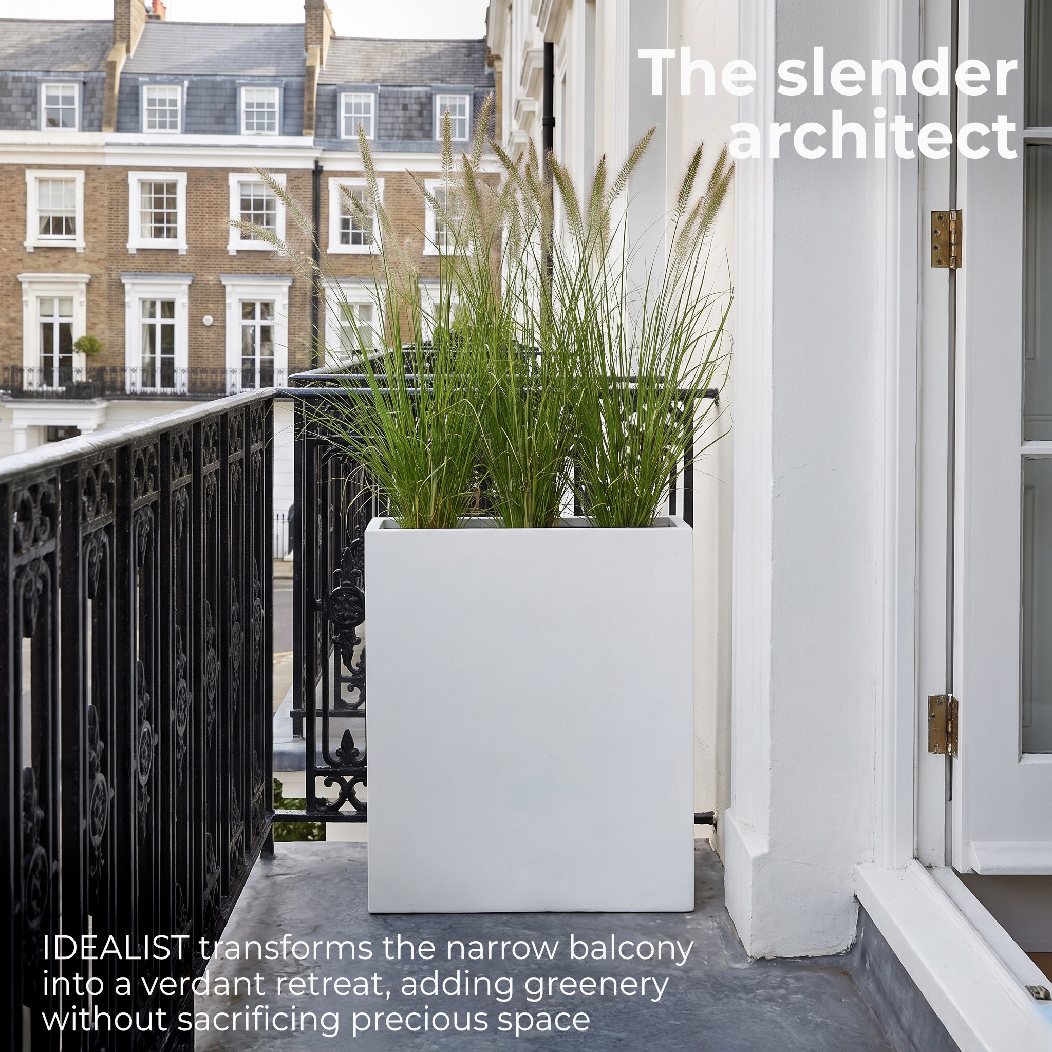 IDEALIST Lite Narrow Contemporary Light Concrete Trough Planter