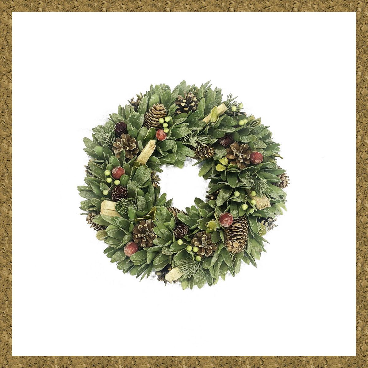 Fir Wreath with Berries and Cone Artificial Branch Plant