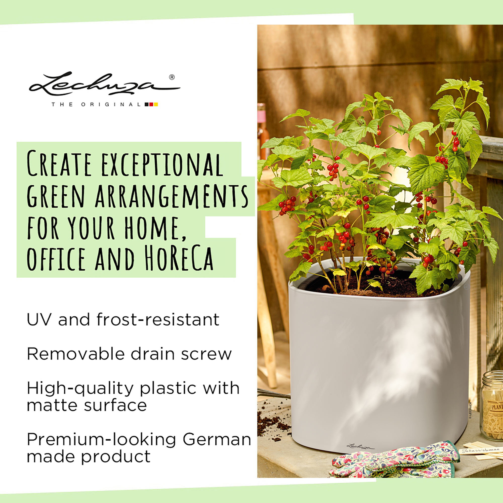 LECHUZA PILA Color Square Poly Resin Self-watering Planter