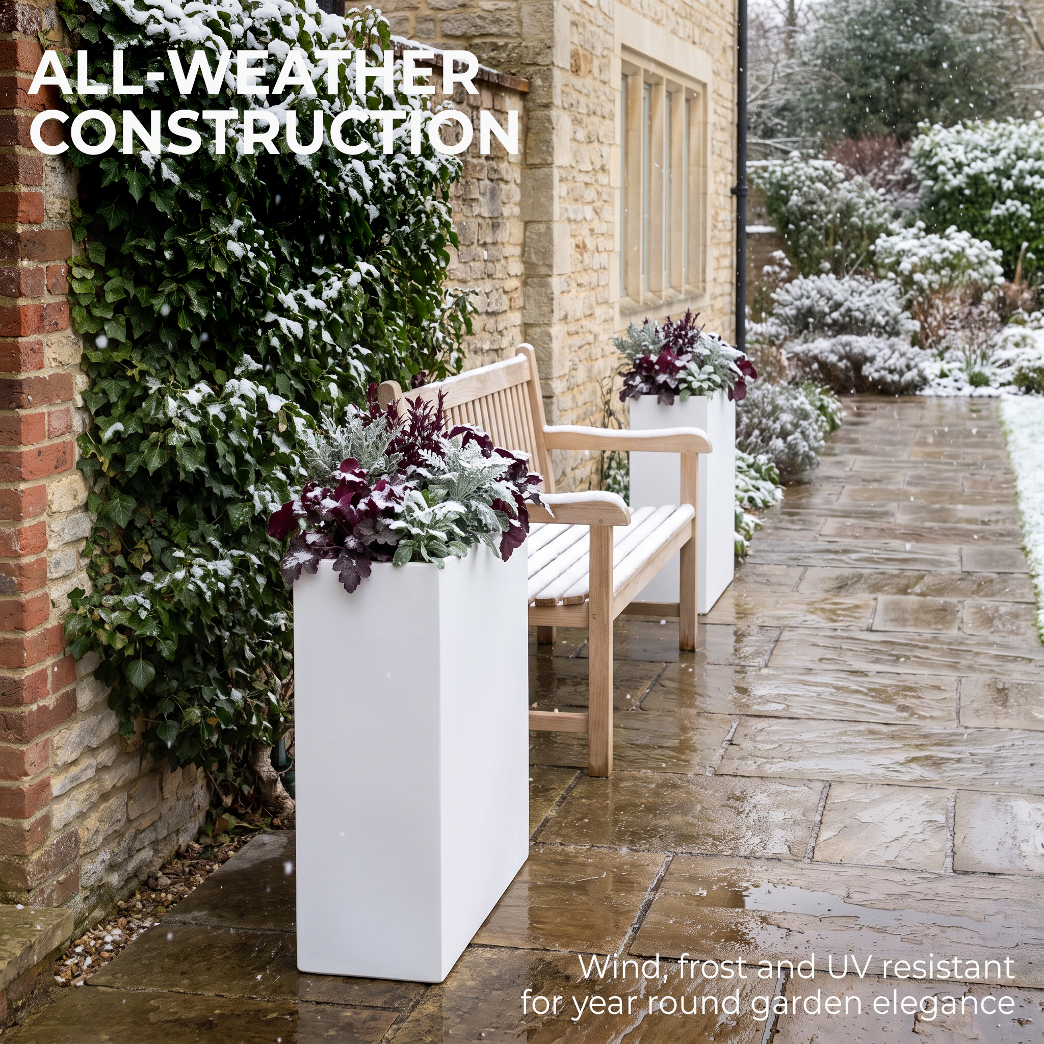 IDEALIST Lite Narrow Contemporary Light Concrete Trough Planter
