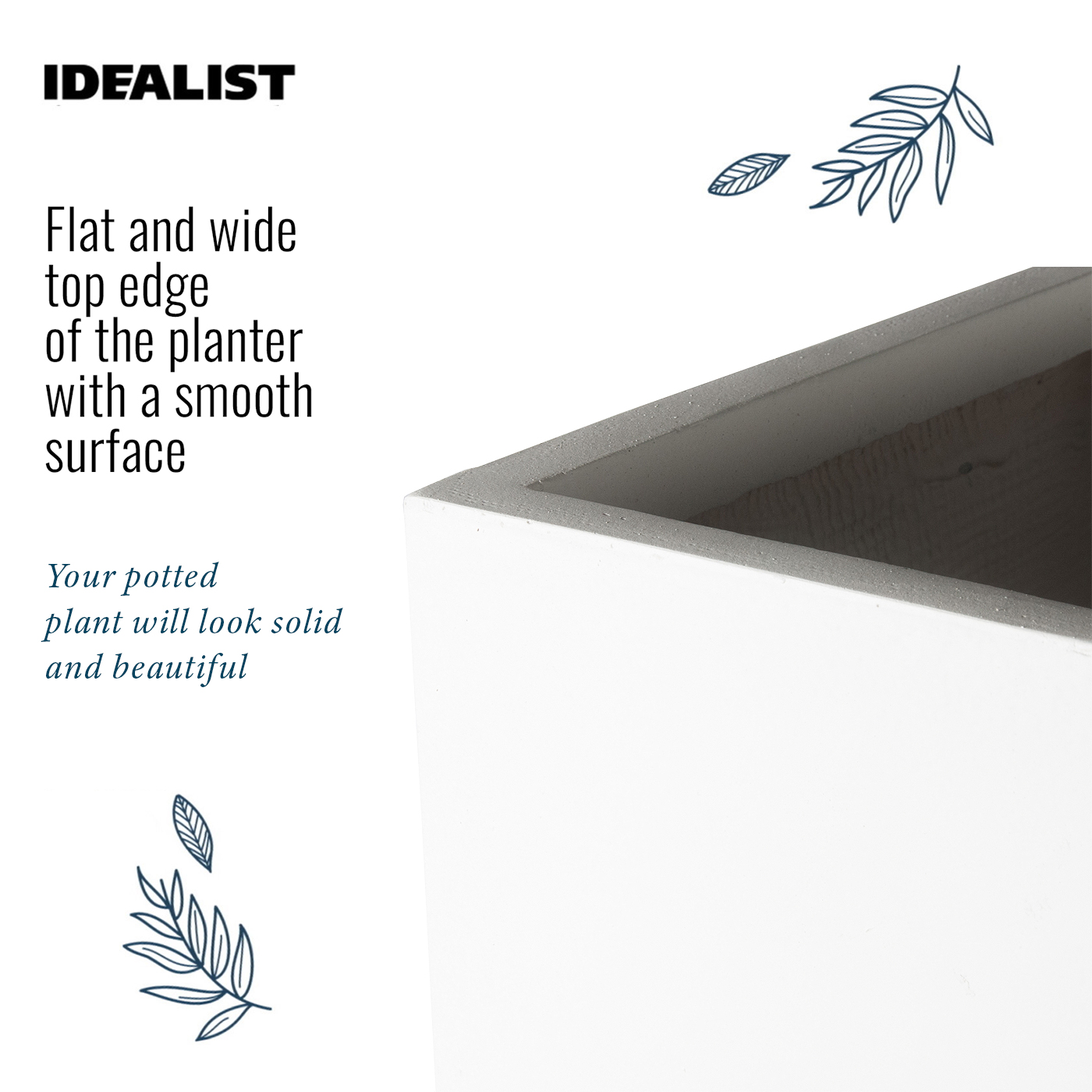 IDEALIST Lite Tall Tapered Contemporary Light Concrete Planter