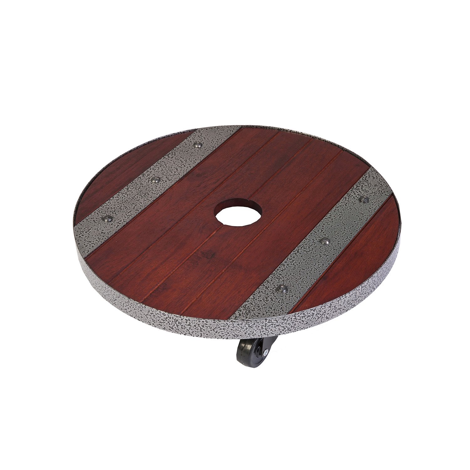 Round Heavy Weight Wood Plant Caddy on Wheels