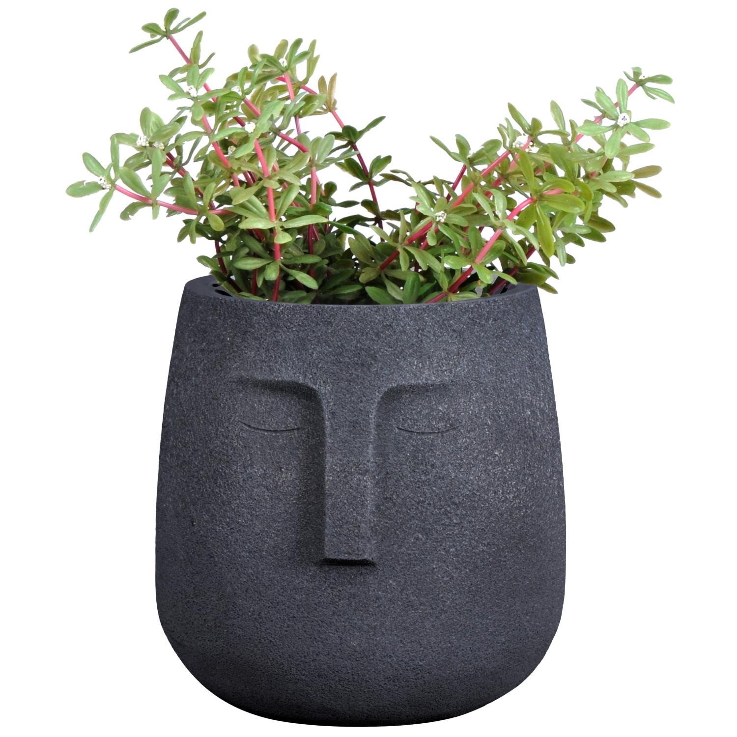 IDEALIST Lite Textured Concrete Effect Oval Indoor Face Pot
