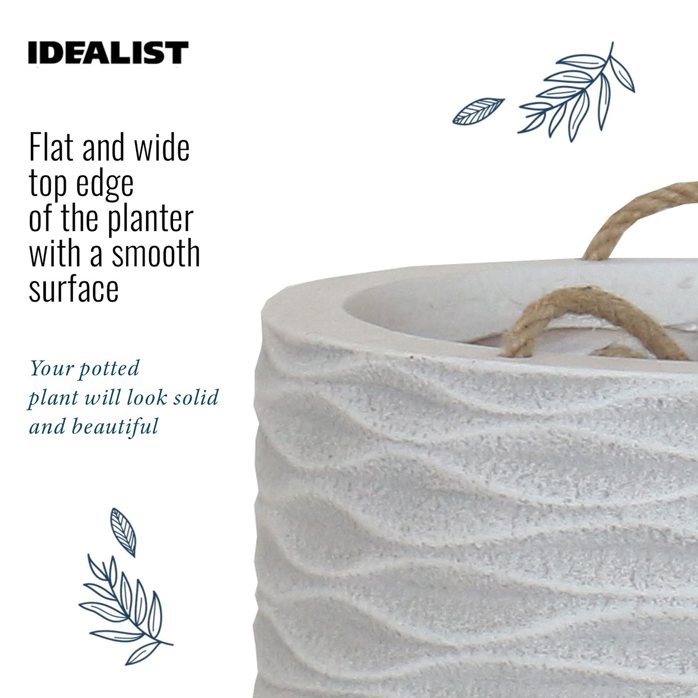 IDEALIST Lite Wave Style Table and Hanging Cylinder Round Plant Pot Dual Use Indoor Planter