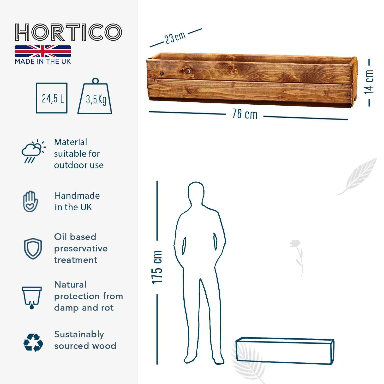 Rustic Scandinavian Redwood Window Box Outdoor Planter Made in UK by HORTICO