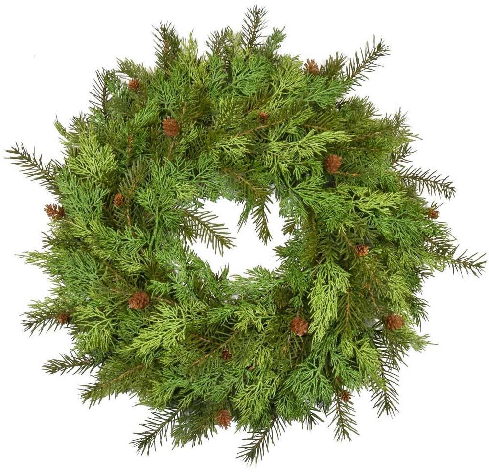 Pine Wreath with Cones Artificial Branch Plant