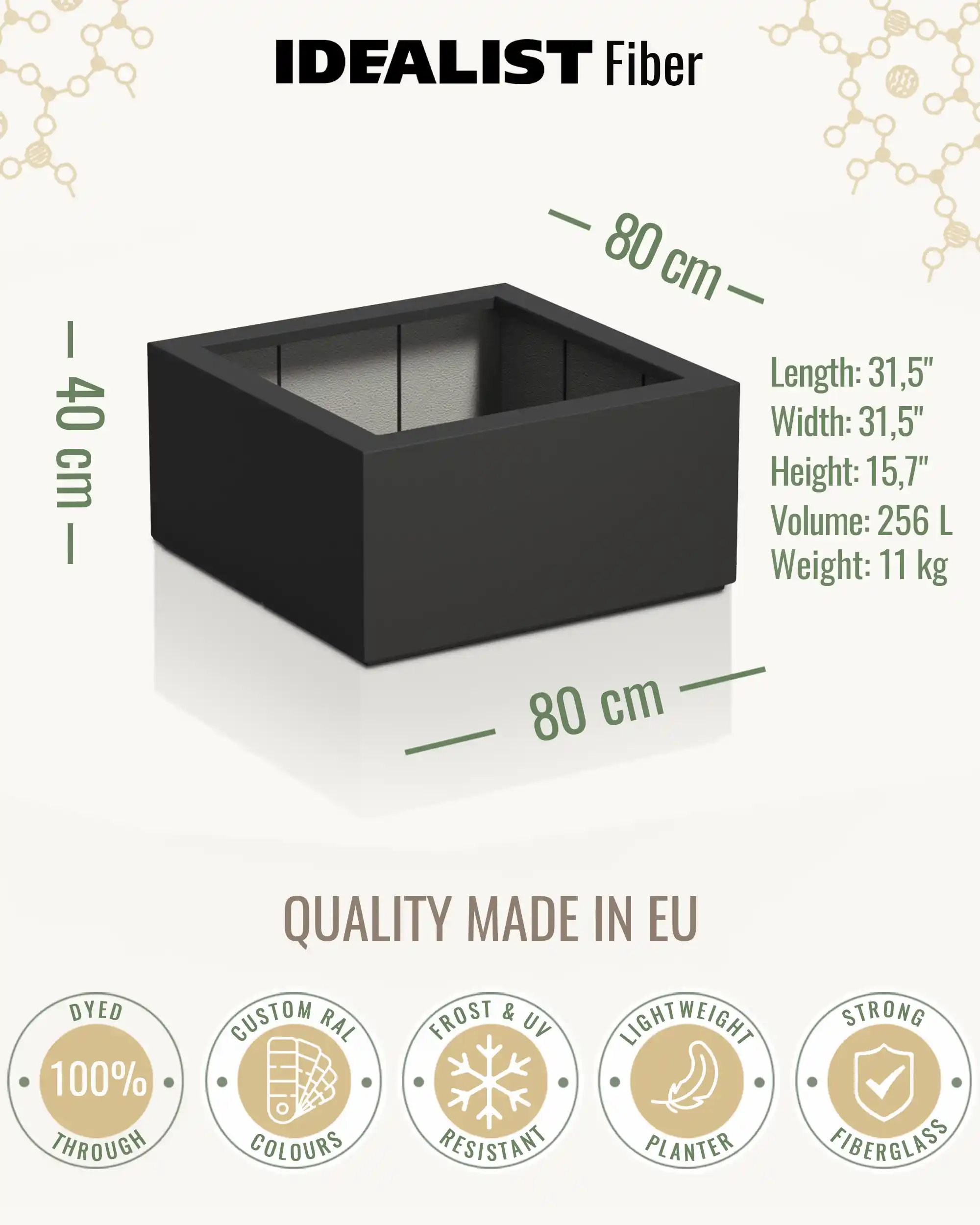 PURE Low Cube Outdoor Fibreglass Planter