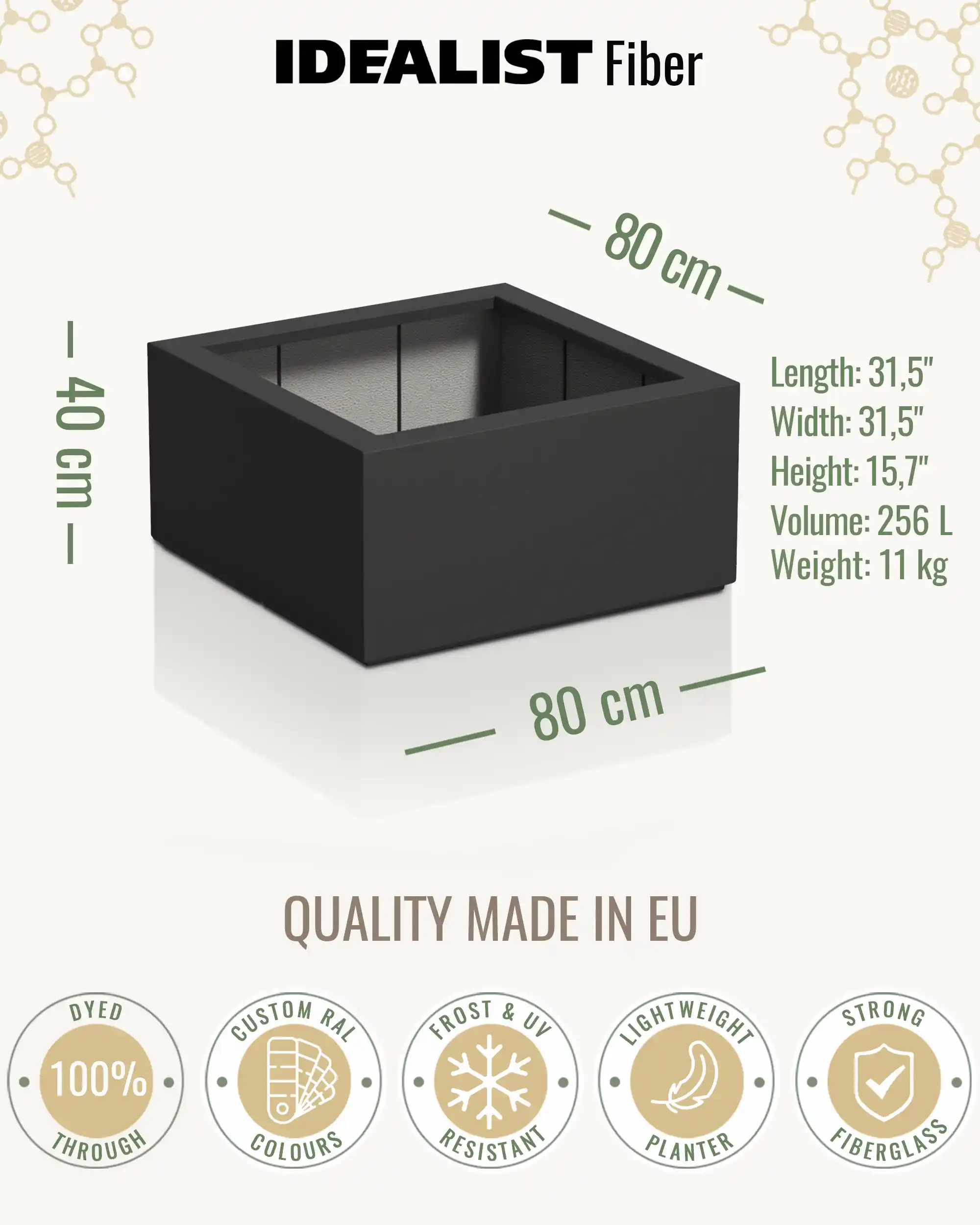 PURE Low Cube Outdoor Fibreglass Planter