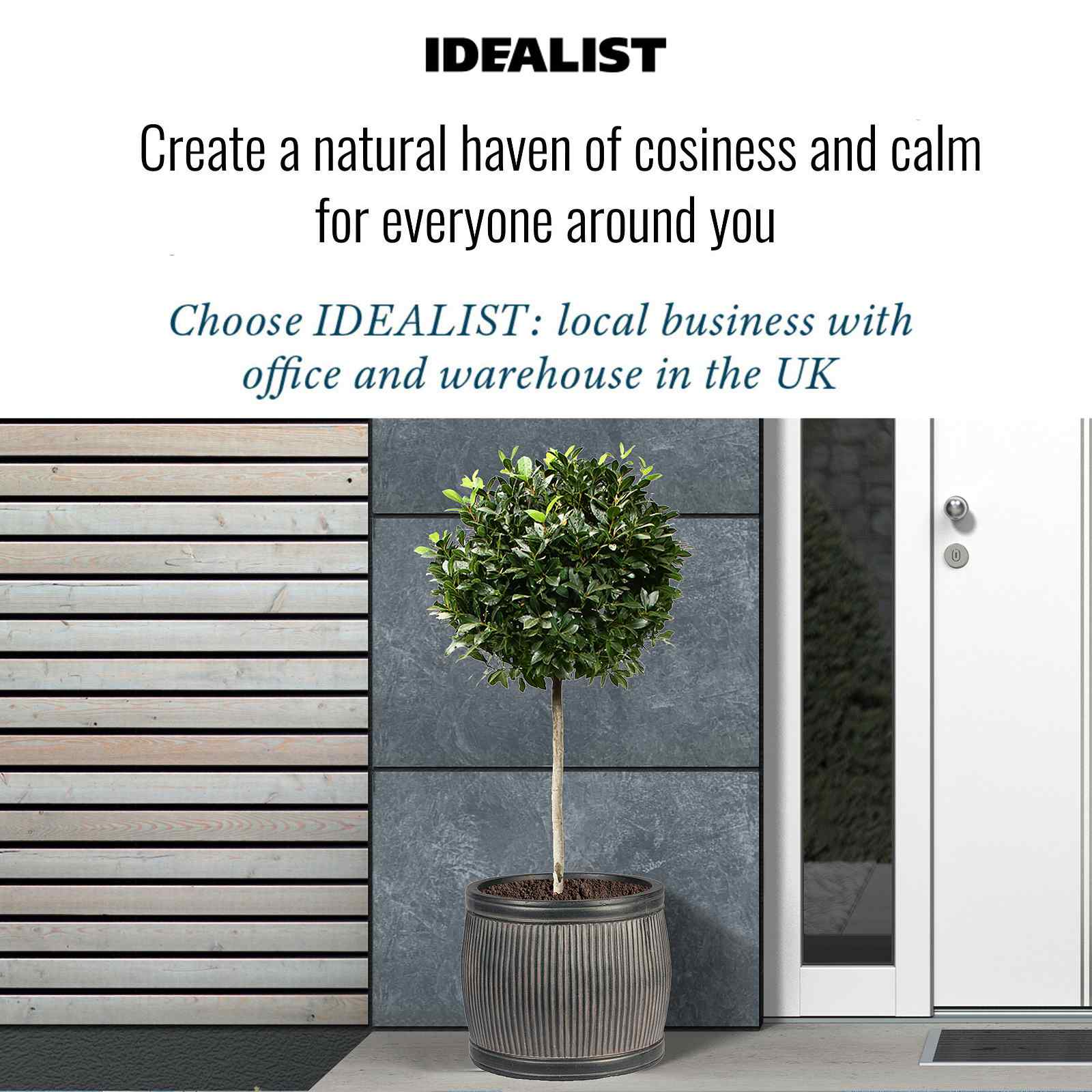 IDEALIST Lite Vertical Ribbed Vintage Style Barrel Round Planter