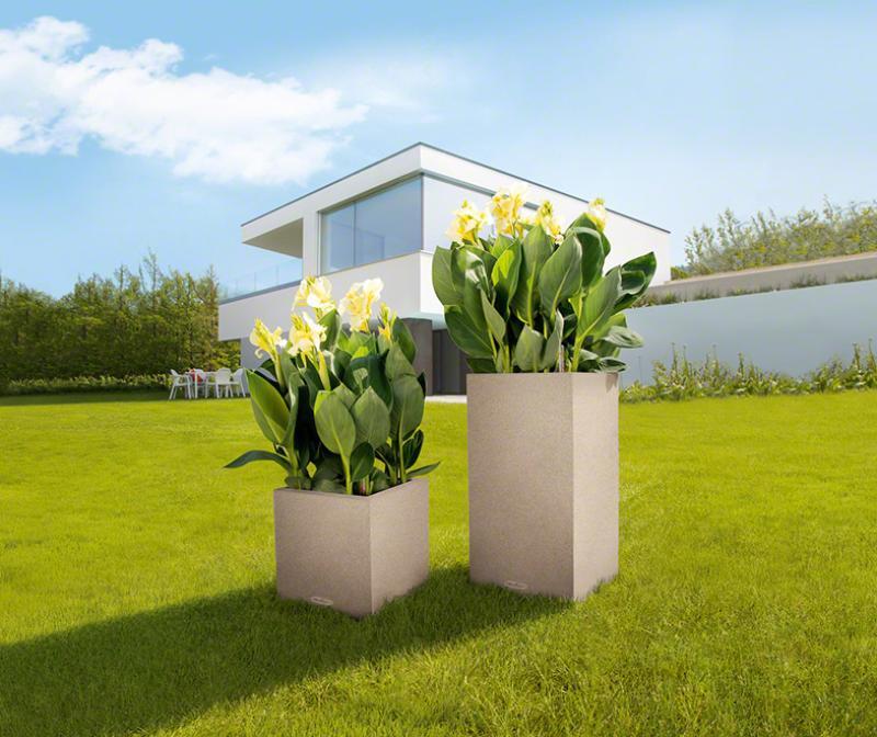 LECHUZA CANTO Stone High Square Tall Poly Resin Self-watering Planter