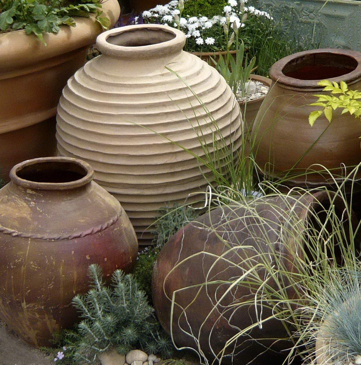 Mediterranean Fiberglass Round Tall Terracotta Planter Pot In/Out
