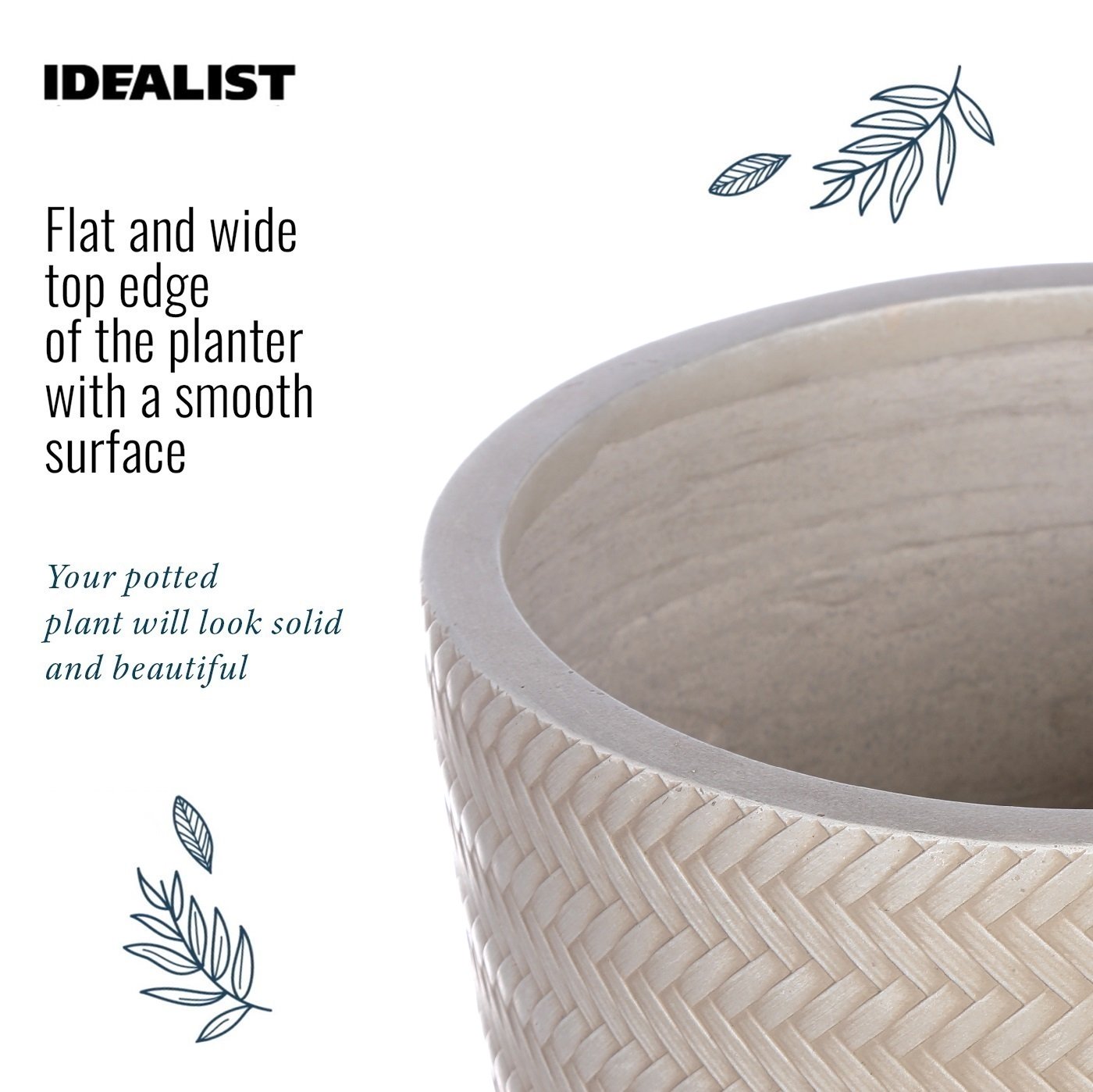 IDEALIST Lite Plaited Style Round Planter Outdoor Plant Pot