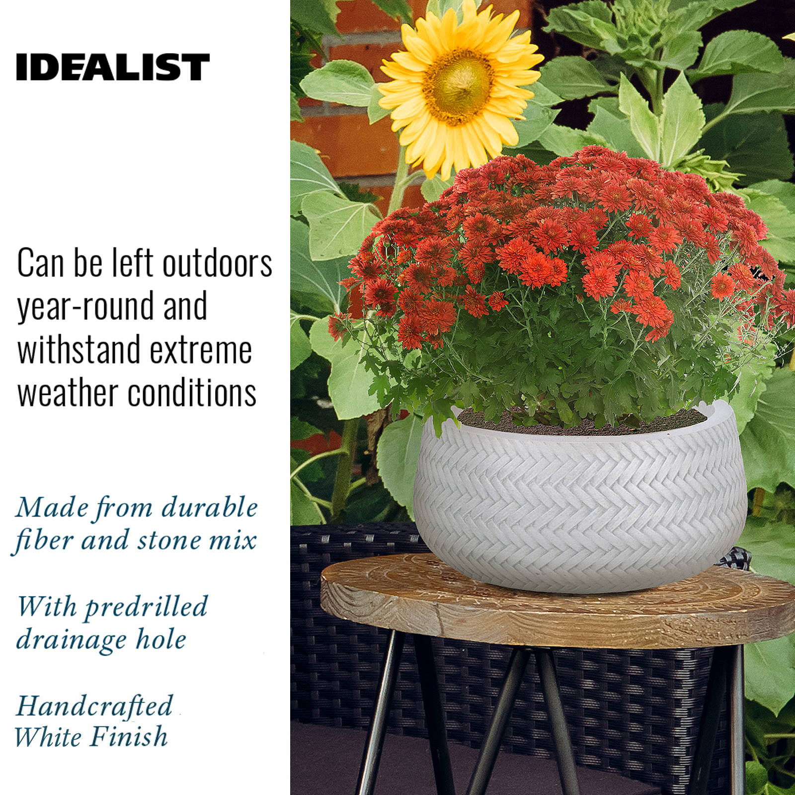 IDEALIST Lite Plaited Style Bowl Outdoor Planter