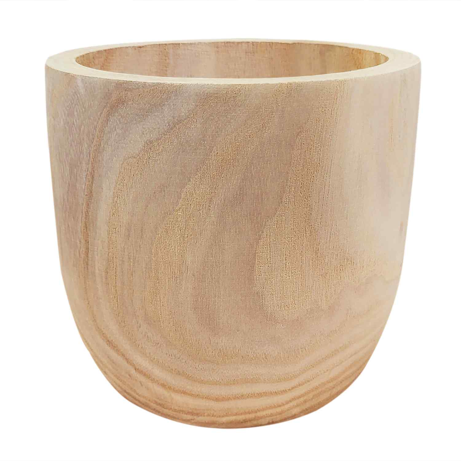 HORTICO RADIAL Wooden House Planter Round Indoor Plant Pot for House Plants with Waterproof Liner