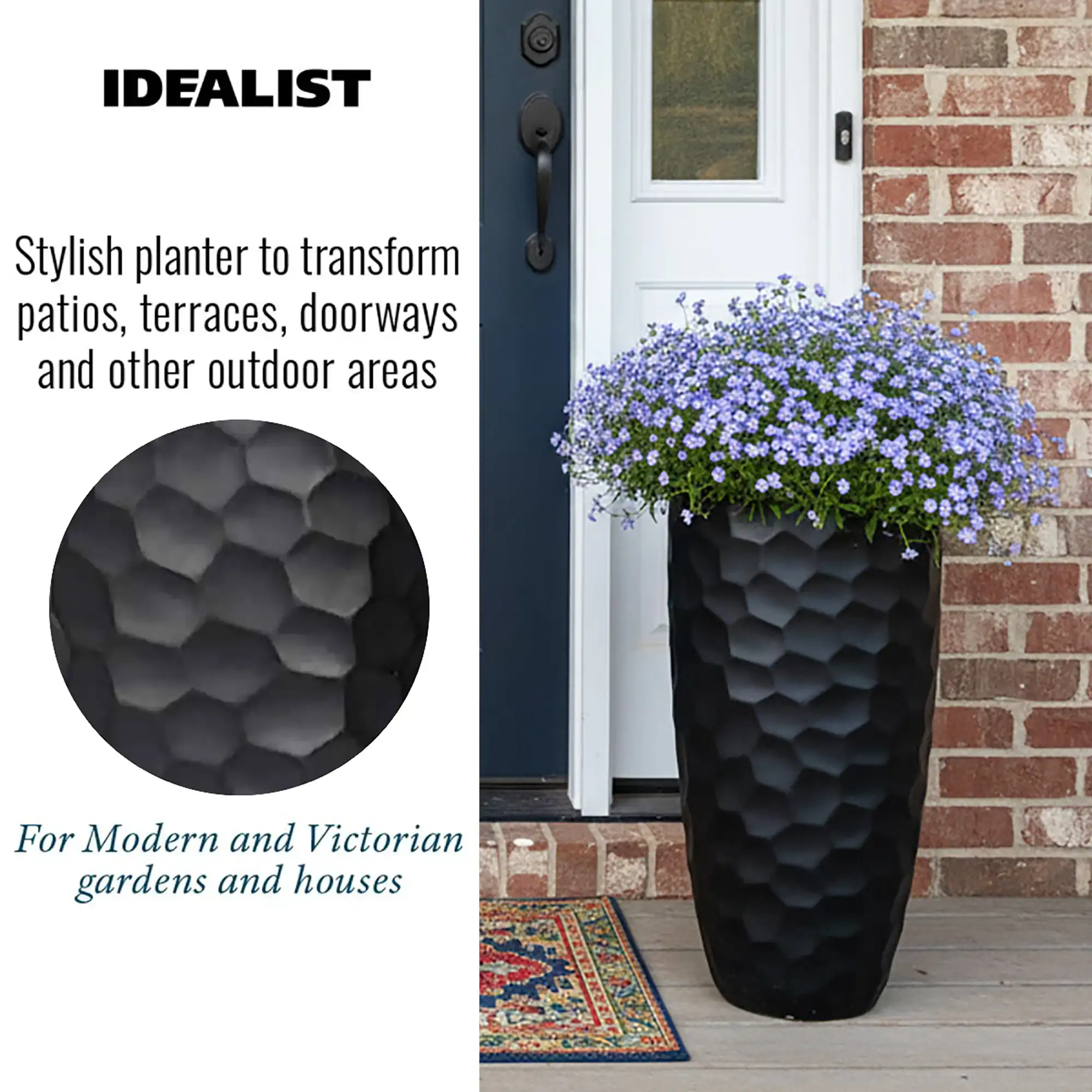 IDEALIST Lite Mosaic Style Tall Round Vase Planter Outdoor Plant Pot