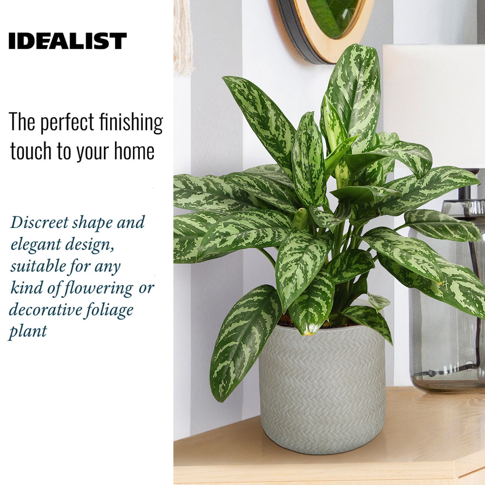 IDEALIST Lite Plaited Style Table and Hanging Cylinder Round Plant Pot Dual Use Indoor Planter