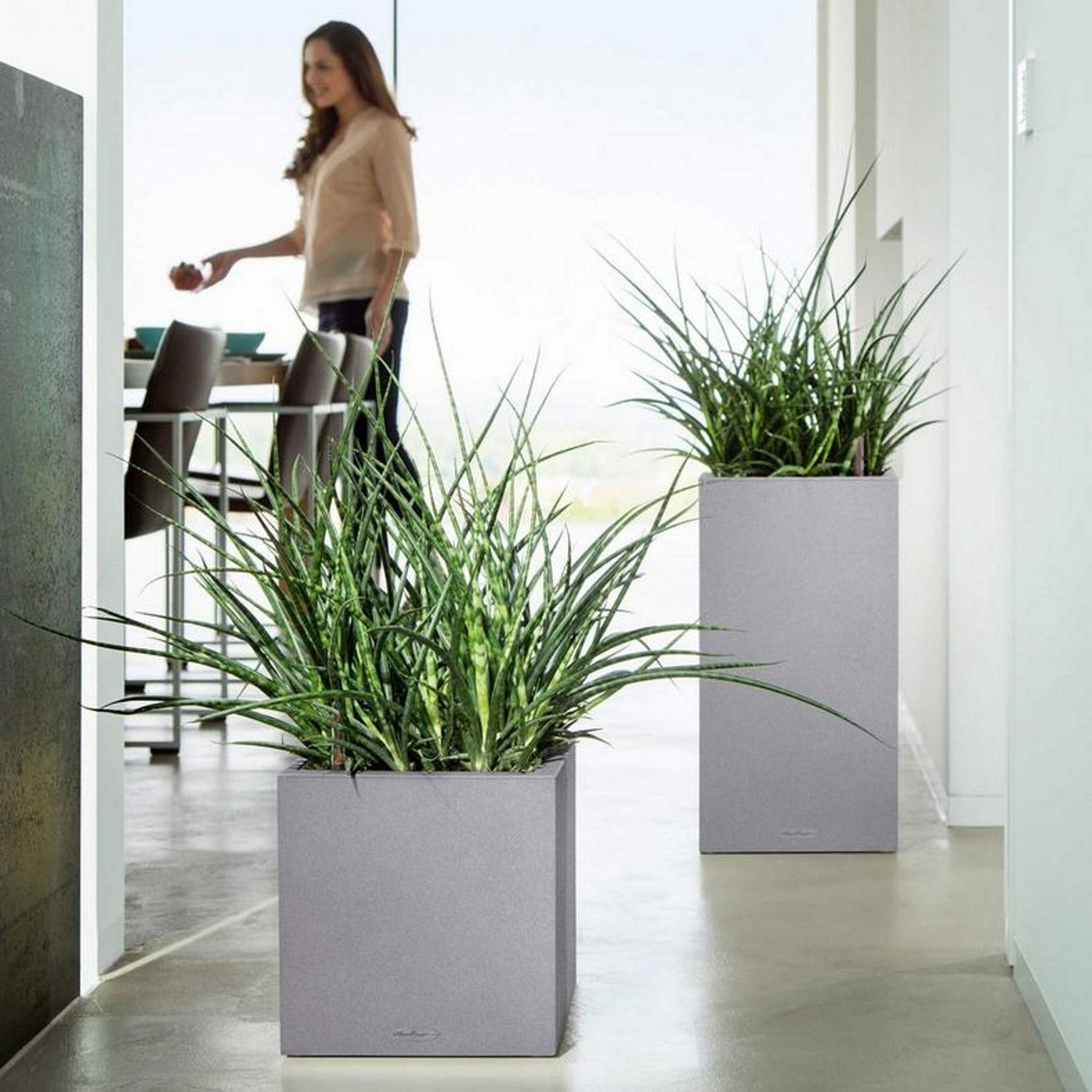 LECHUZA CANTO Stone High Square Tall Poly Resin Self-watering Planter