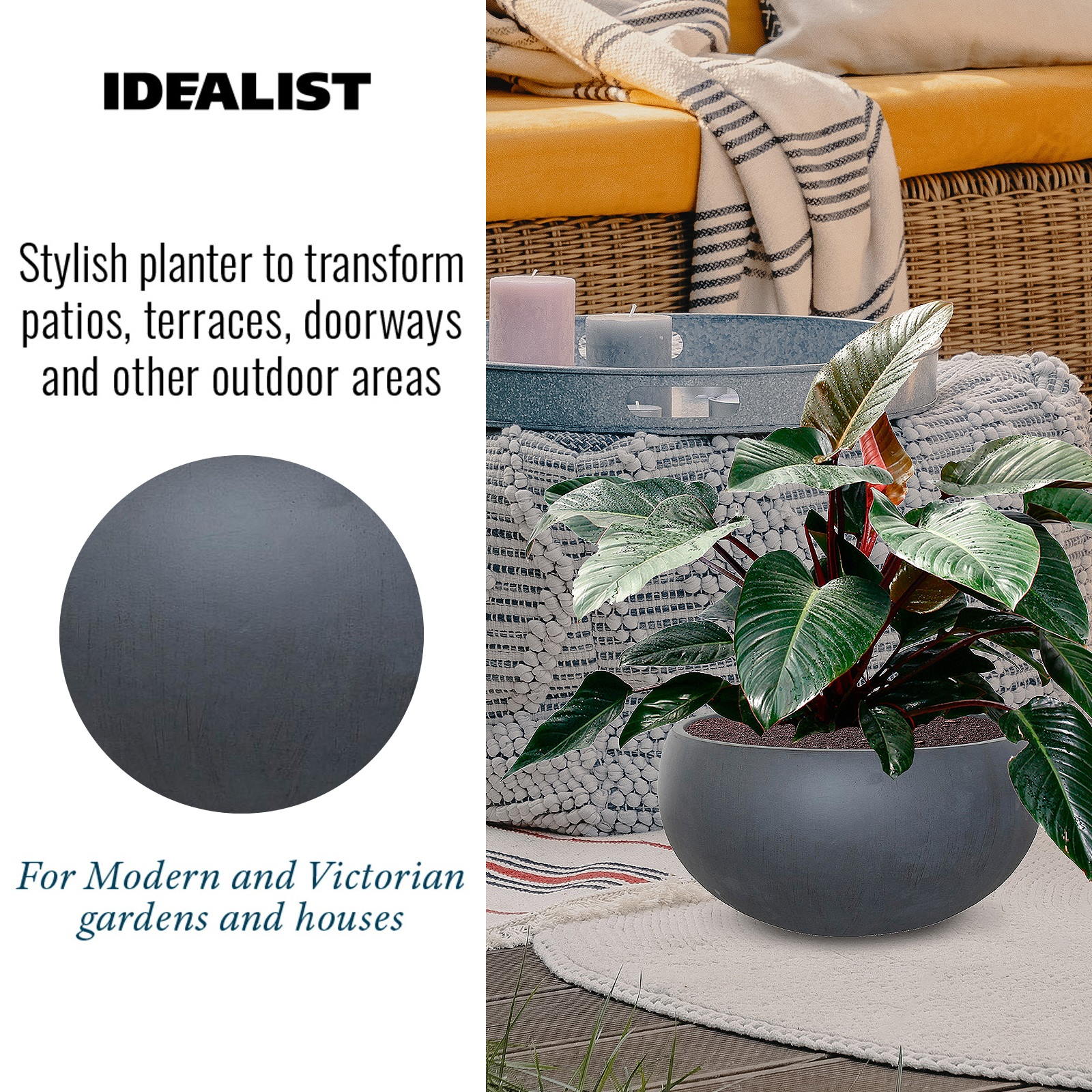IDEALIST Lite Classic Smooth Bowl Outdoor Planter