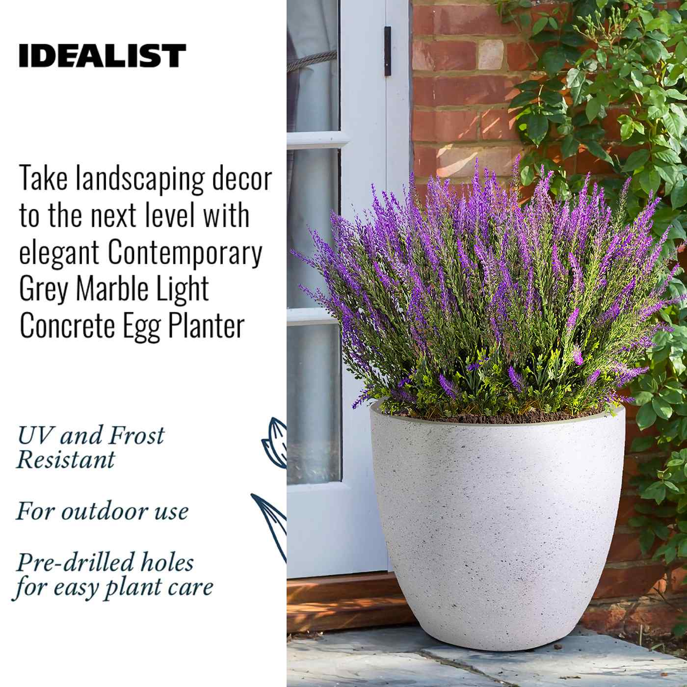 IDEALIST Lite Contemporary Light Concrete Egg Planter