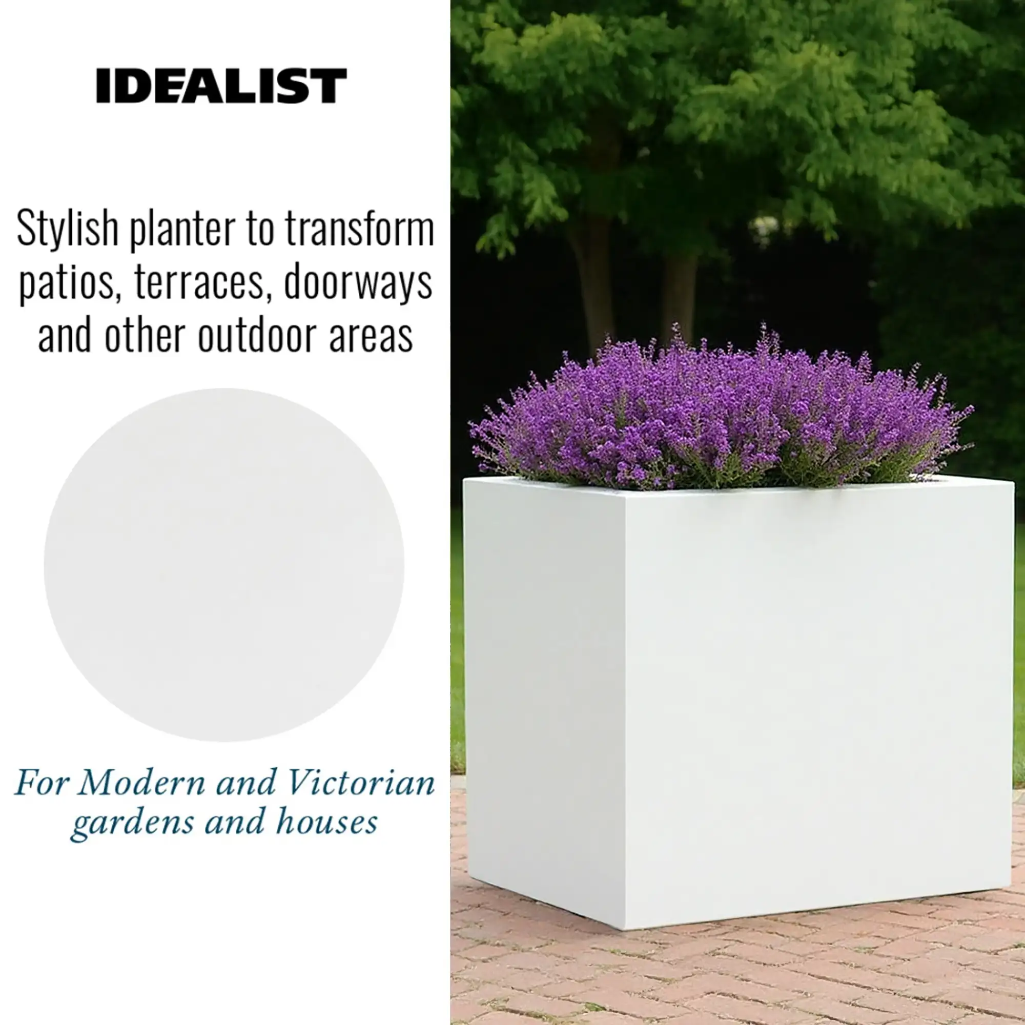 IDEALIST Lite Contemporary Light Concrete Trough Planter