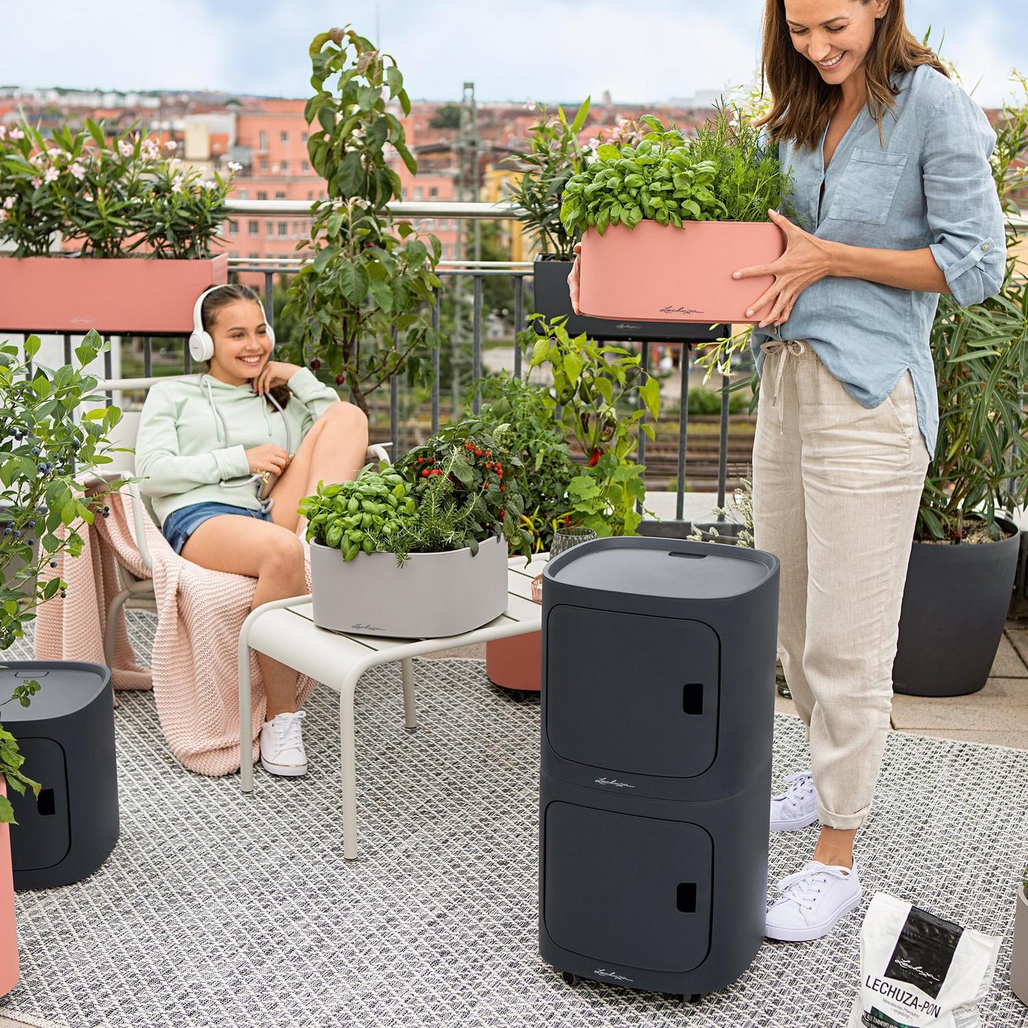 LECHUZA PILA STORAGE Color Square Poly Resin Unit