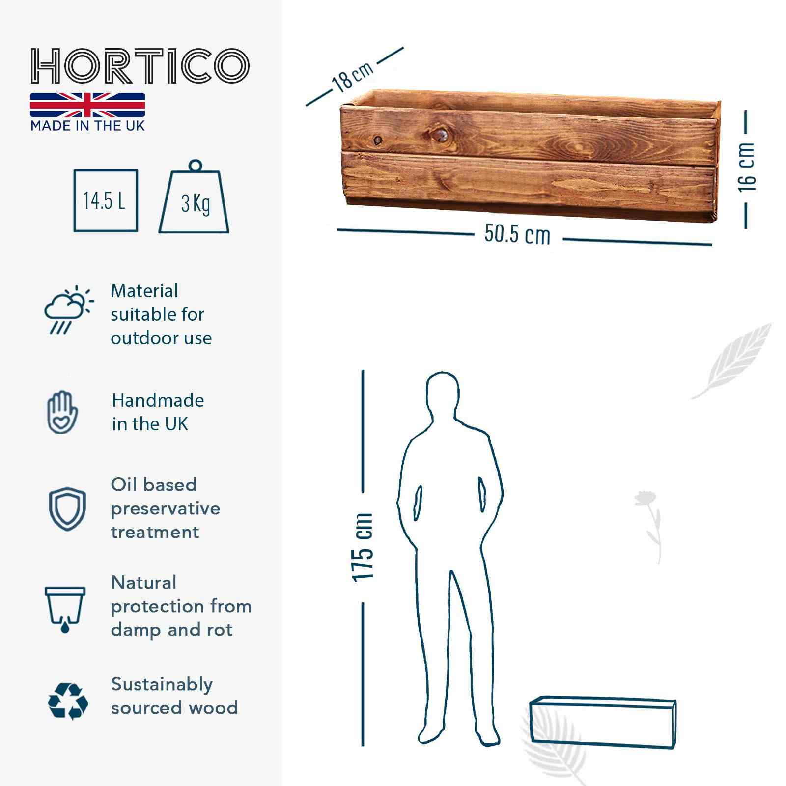 Rustic Scandinavian Redwood Window Box Outdoor Planter Made in UK by HORTICO
