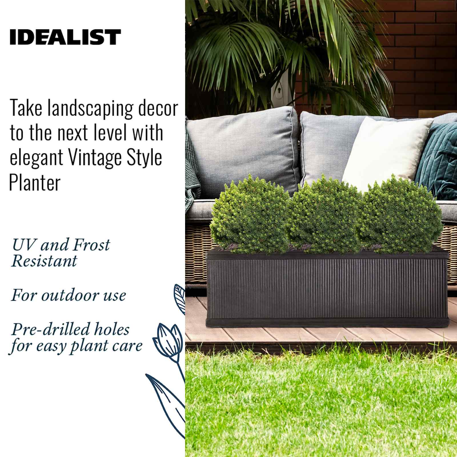 IDEALIST Lite Vertical Ribbed Vintage Style Window Box